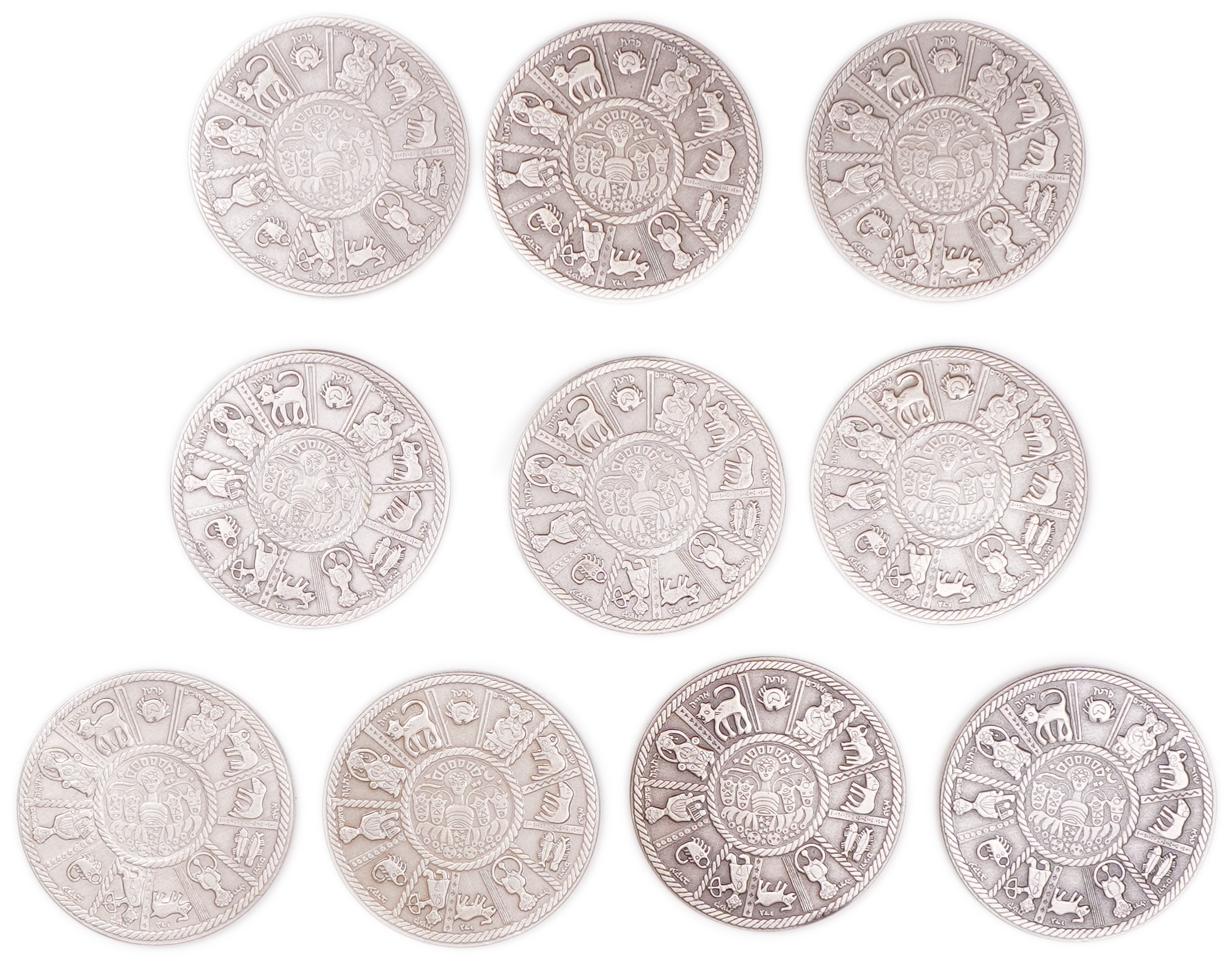 Israel - Group of 10 Medals, 25th Anniversary of the State of Israel - 1973 - Silver 935, 470g (approx. 434g pure ... - 1 1