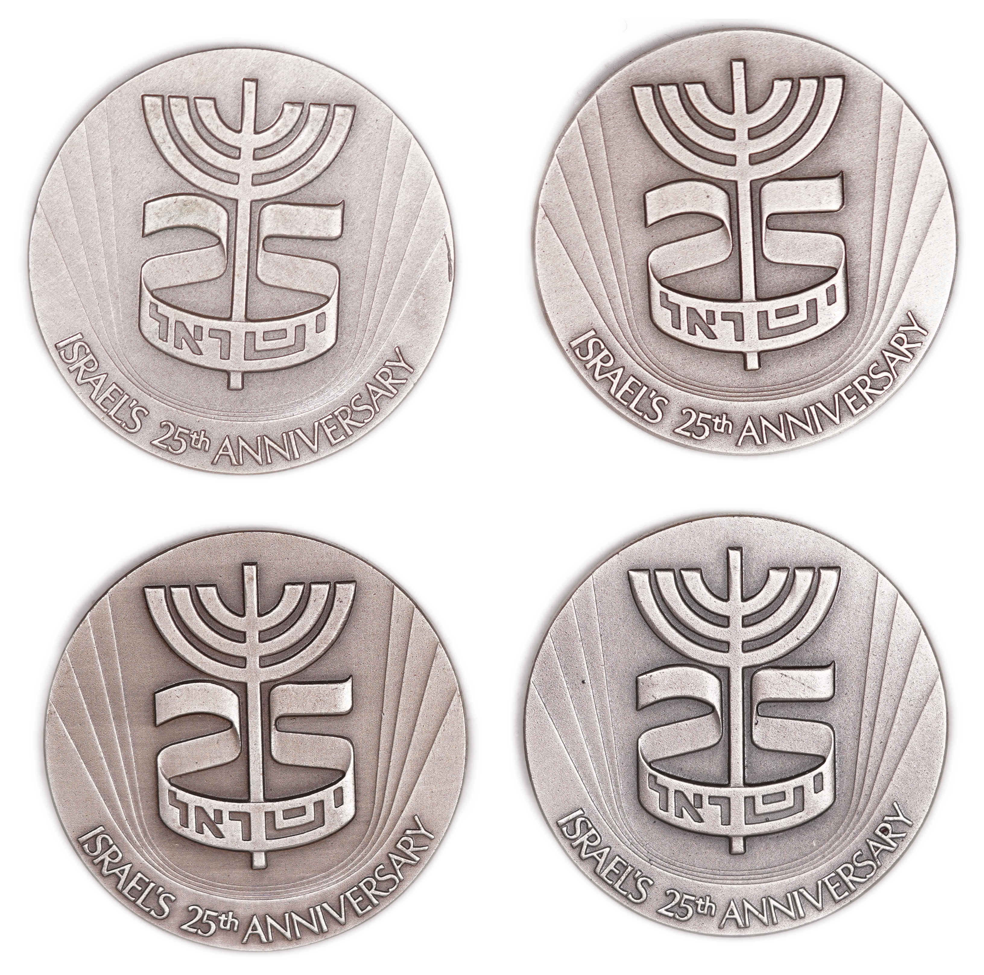 Israel - Group of 10 Medals, 25th Anniversary of the State of Israel - 1973 - Silver 935, 470g (approx. 434g pure ... - 1 4