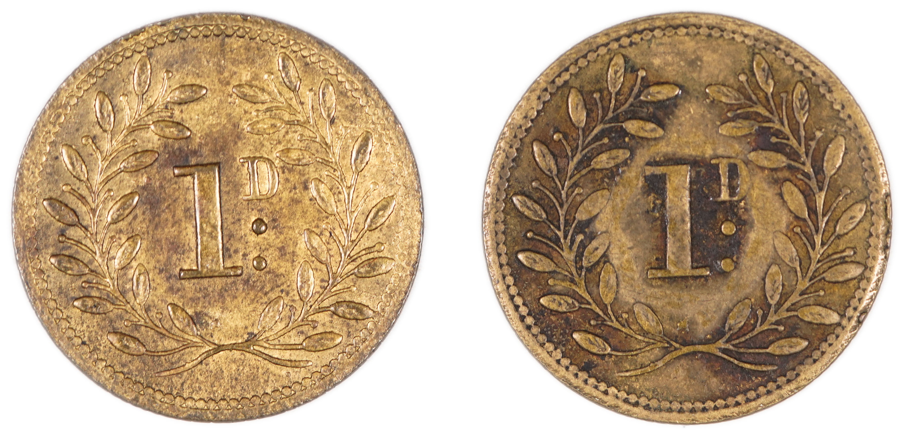 Judaica / Zionism - England, Two Birmingham Hebrew Social Club Tokens, Late 19th - Early 20th Century - 1 1
