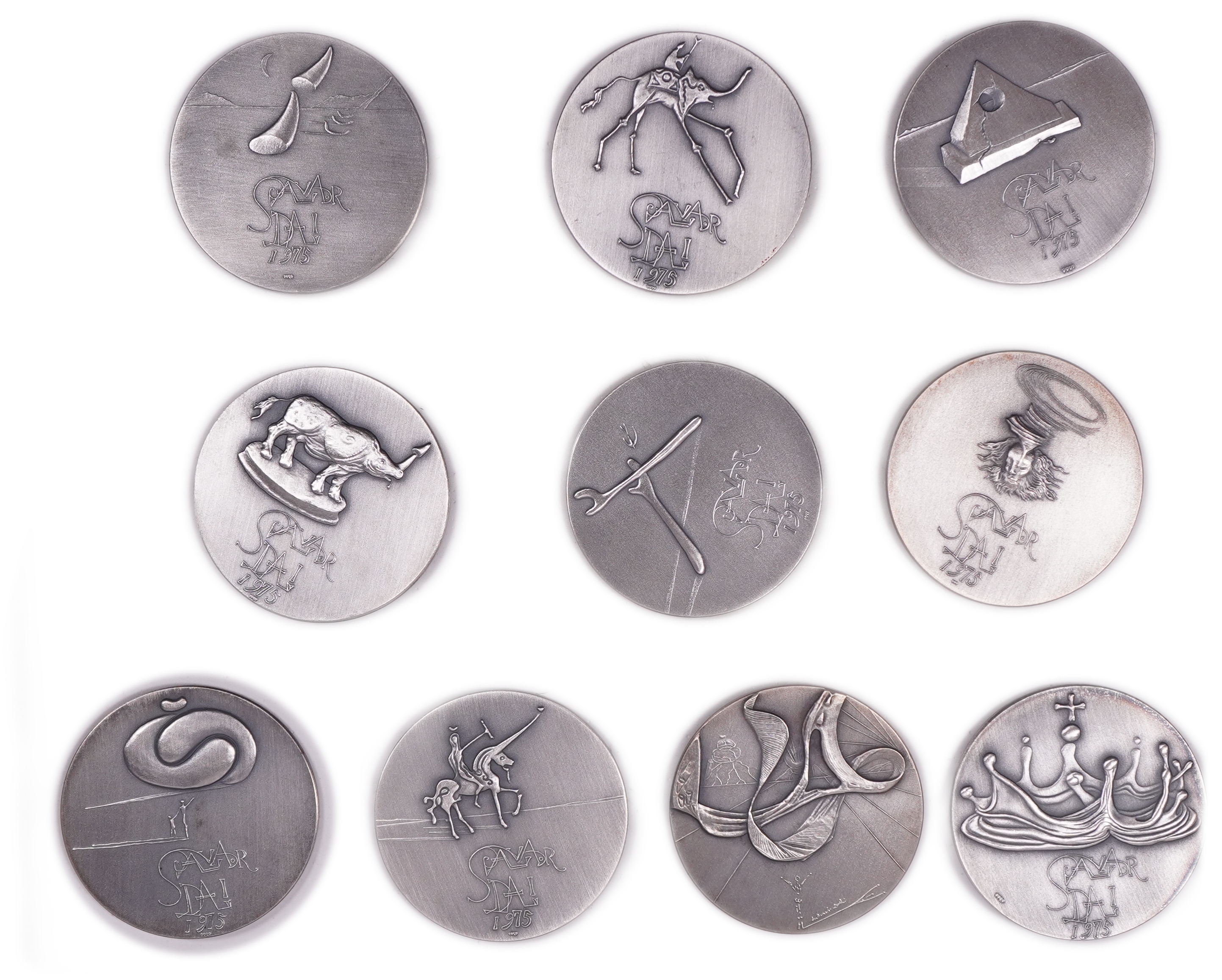 Israel - Salvador Dalí "The Ten Commandments" Set, 1975 - Silver 999, approx. 504.2g, approx. 504.2g pure silver ... - 1 1