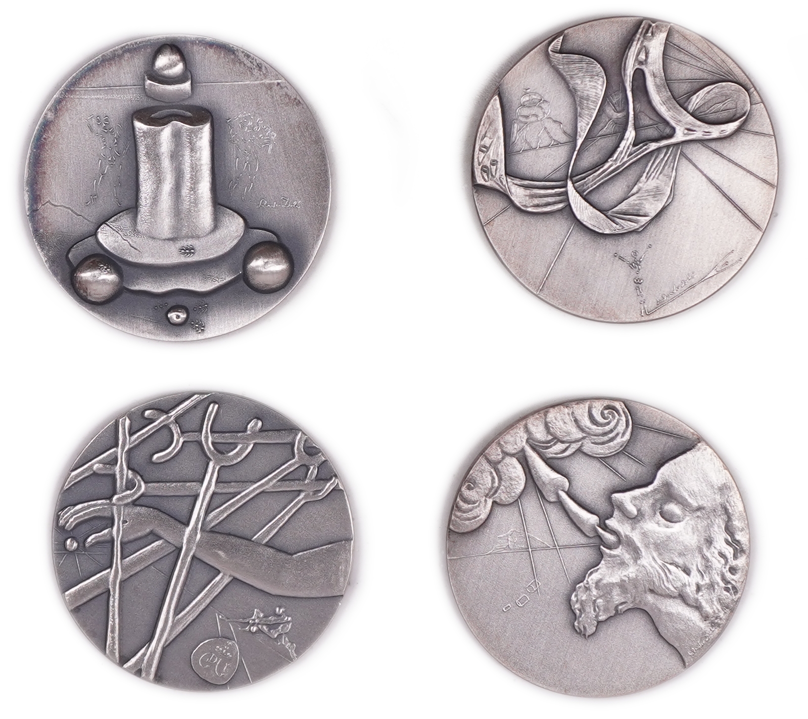 Israel - Salvador Dalí "The Ten Commandments" Set, 1975 - Silver 999, approx. 504.2g, approx. 504.2g pure silver ... - 1 2