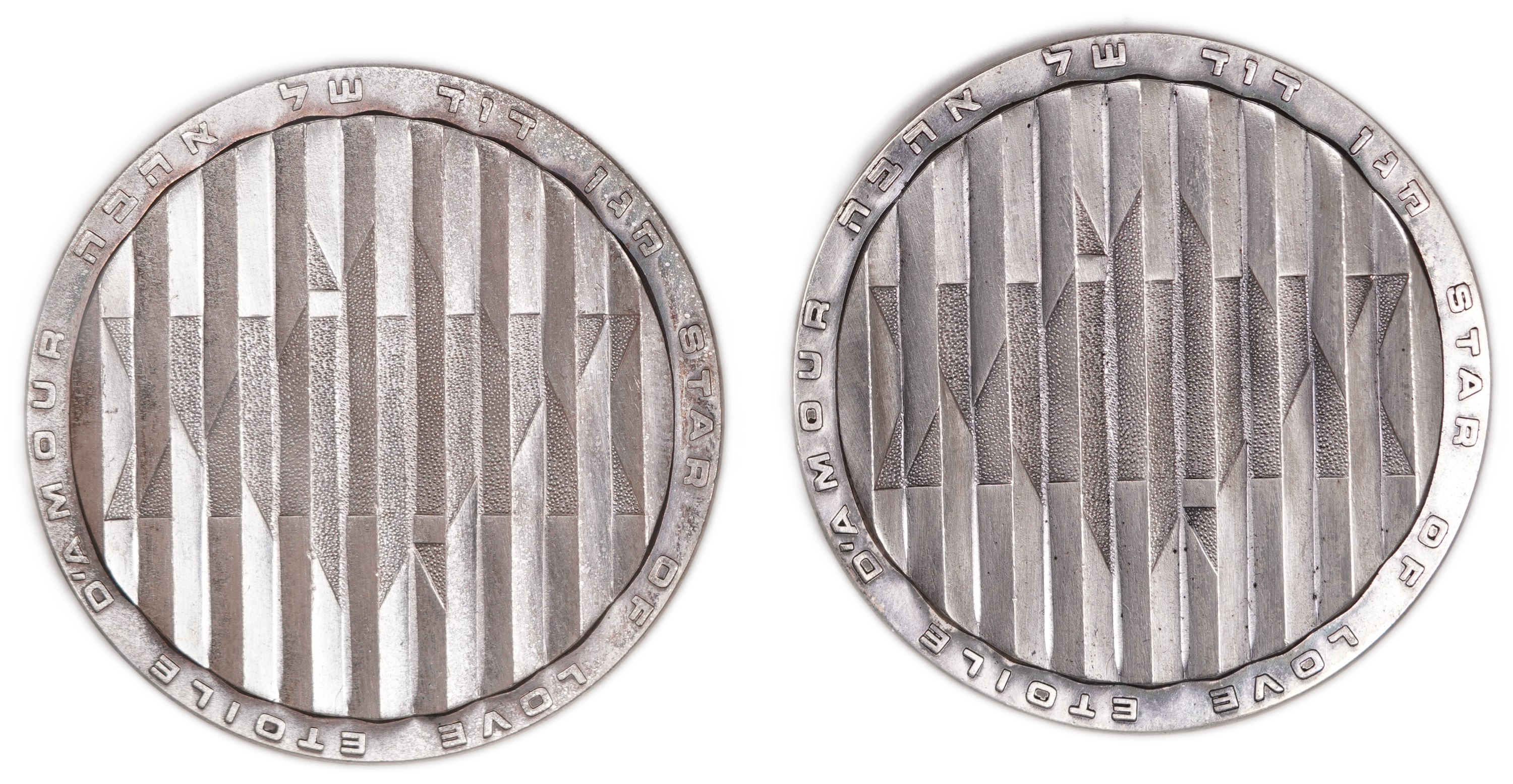Israel - Pair of “Star of Love” Medals, 30 Years of the State of Israel - 1978 - Silver 999, 200g (approx. 199.8g ... - 1 0