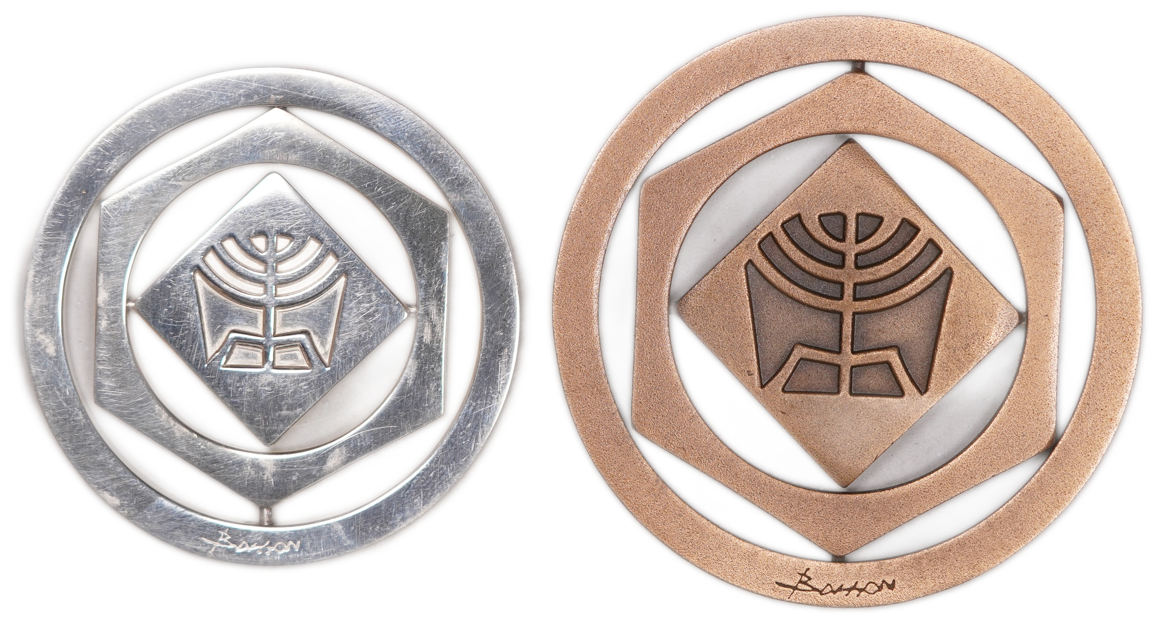 Israel - Pair of Kinetic “Israel” Medals 1987 - Silver .925, 40g (Approximately 37g Pure Silver, 1.19 oz), 50 mm ... - 1 0