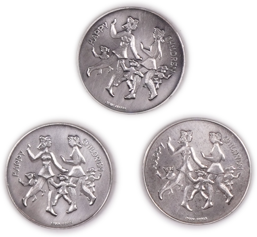 Israel - Group of 9 "Happiness" Medals 1989 - Silver 935, approx. 234.3g (approx. 219.1g pure silver, 7.05 oz), 37 mm - 1 7