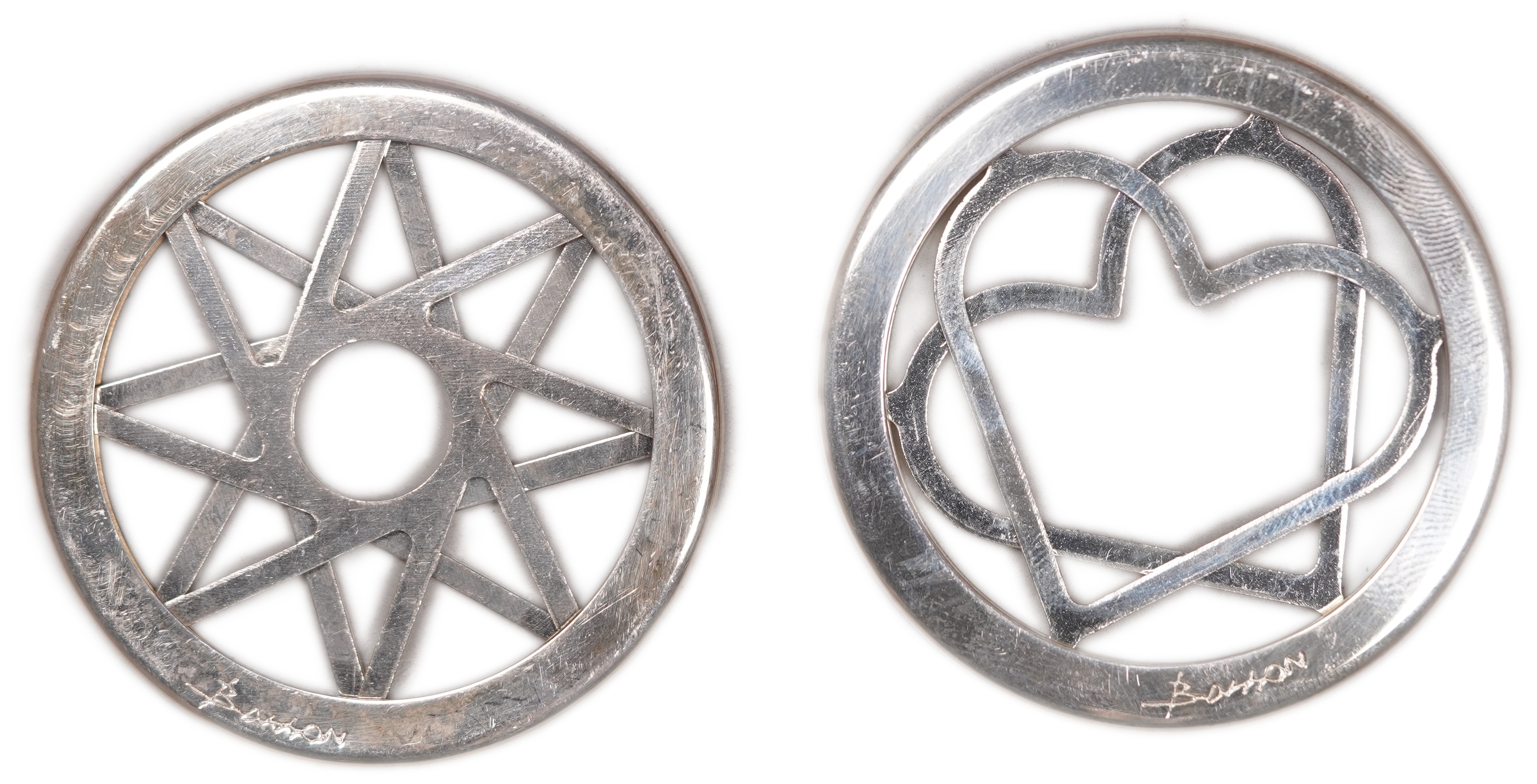 Israel - Pair of Kinetic Medals “A Star is Born” and “One Heart” - Silver 925, 37g (approx. 34.2g pure silver, 1.10 ... - 1 0