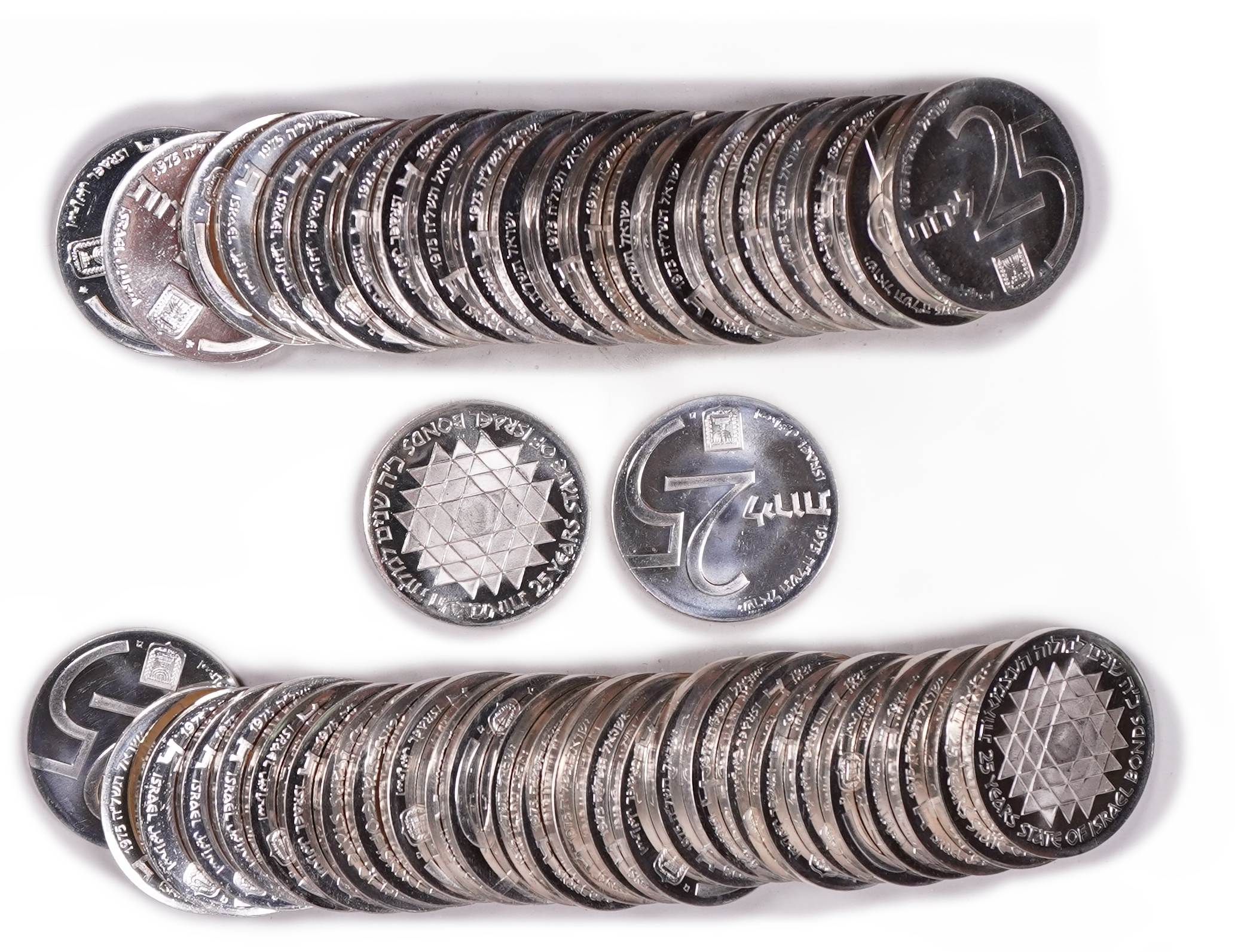 Israel - Group of 50 "Independence and Development Bond" Coins - Independence Day Issue, 1975 - Silver 800, total ... - 1 0