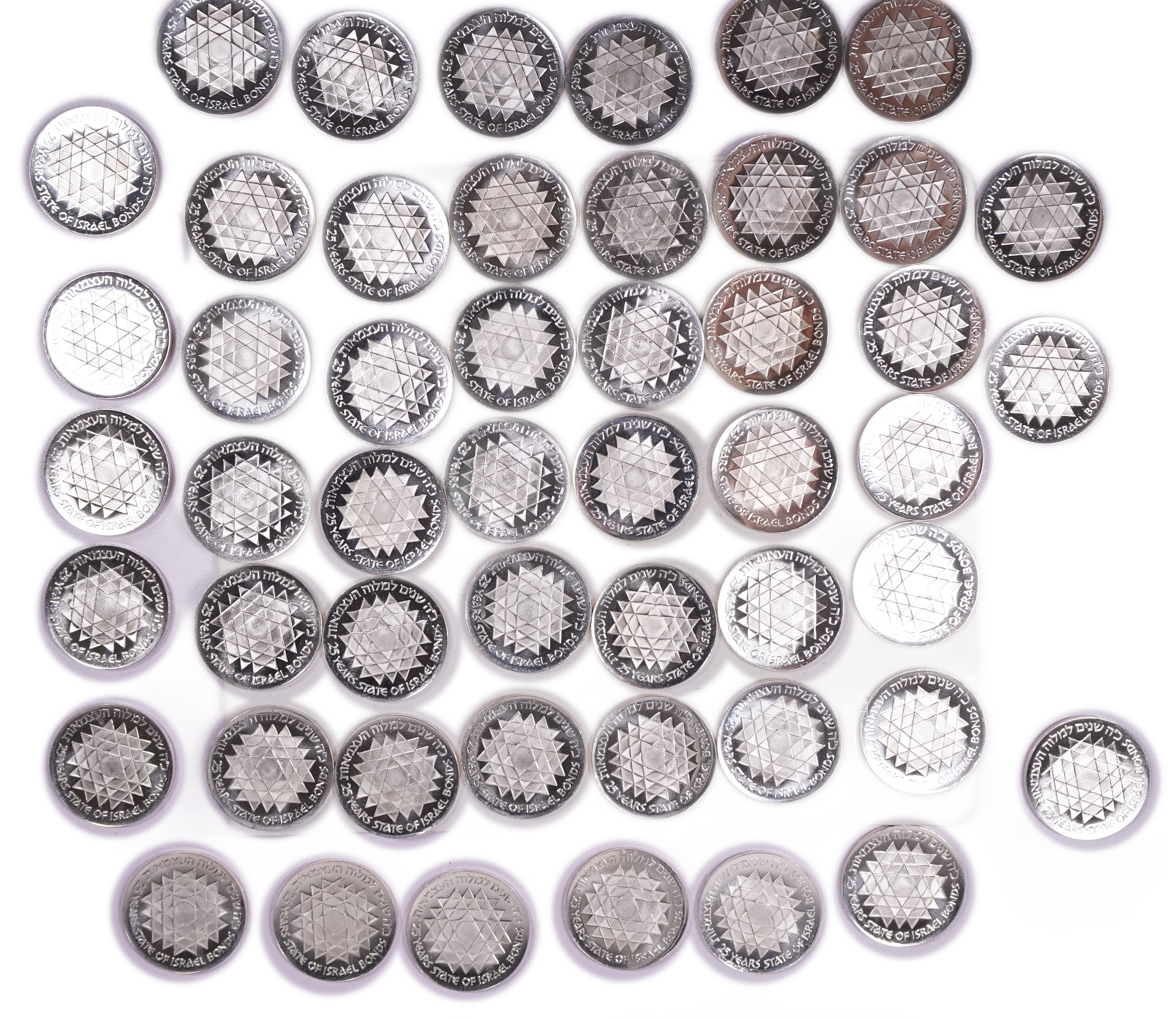 Israel - Group of 50 "Independence and Development Bond" Coins - Independence Day Issue, 1975 - Silver 800, total ... - 1 2