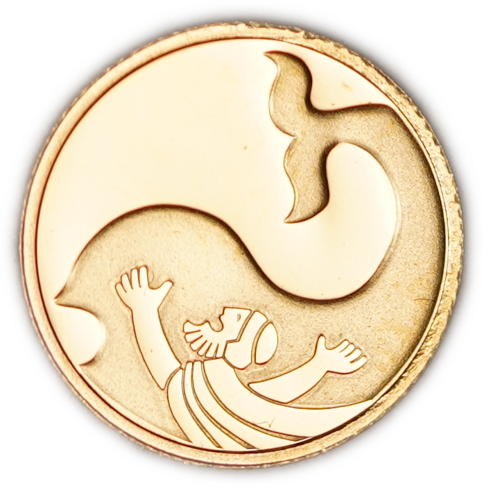 Israel - 1 New Sheqel 2010 - Jonah in the Belly of the Fish - Gold 999, 1.244g (0.04 oz pure gold), 13.92mm - 1 0