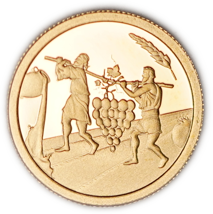 Israel - 1 New Sheqel 2019 - The Twelve Spies - Gold 999, 1.244g (0.04 oz pure gold), 13.92mm - 1 0