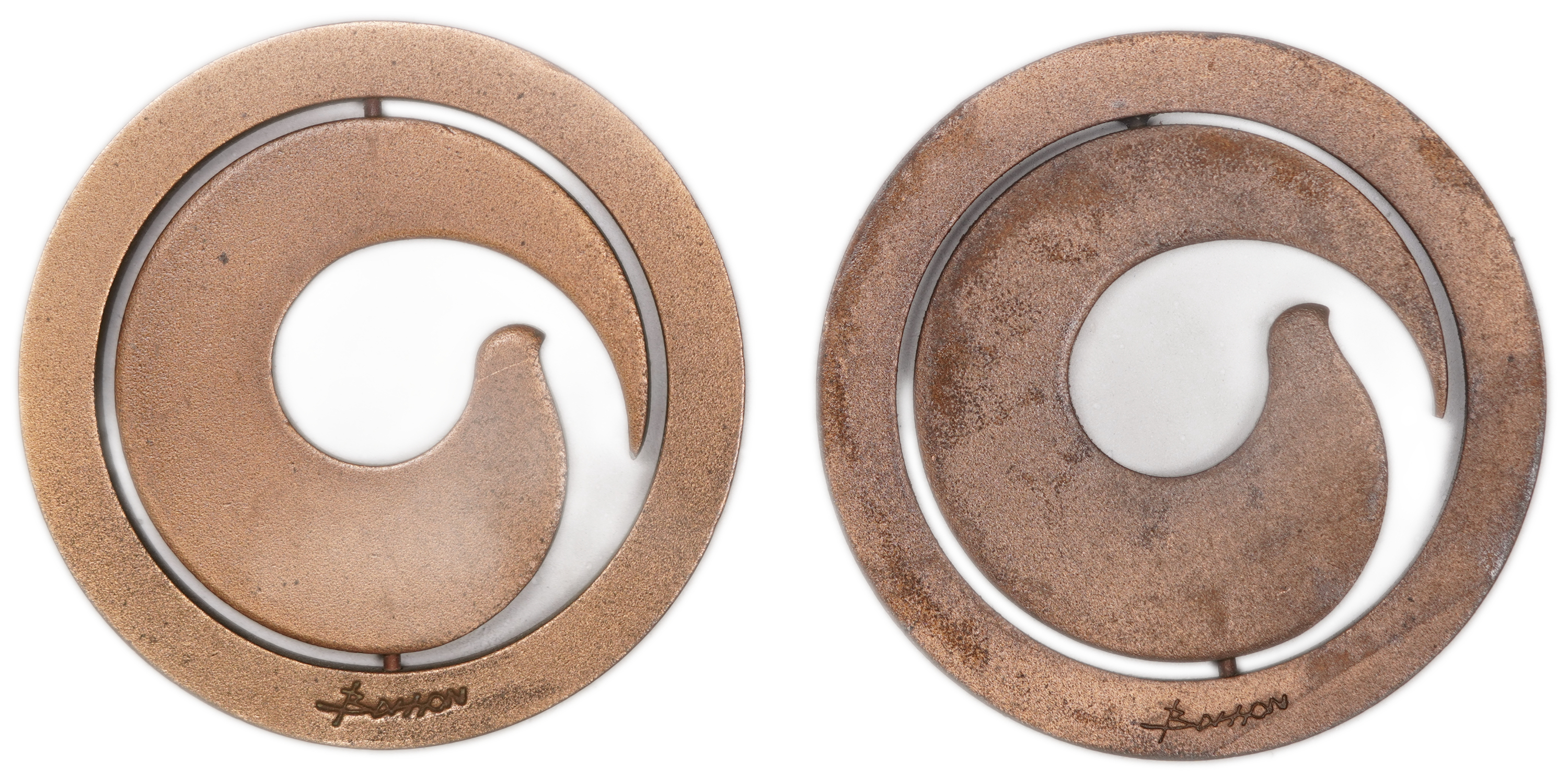 Israel - Pair of “The Dove” Kinetic Medals 1987 - Bronze, 60g Each, 59 mm - 1 0