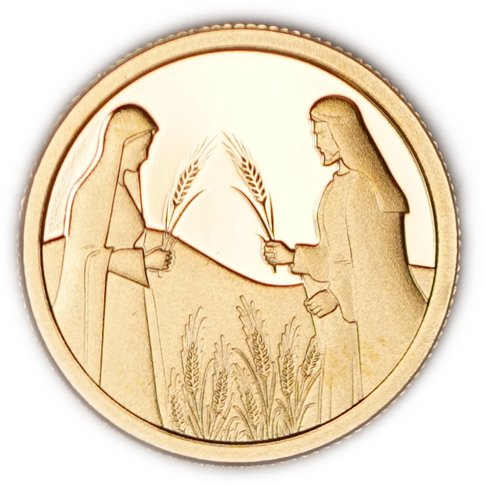 Israel - 1 New Sheqel 2020 - Ruth in Boaz’s Field - Gold 999, 1.244g (0.04 oz pure gold), 13.92mm - 1 0