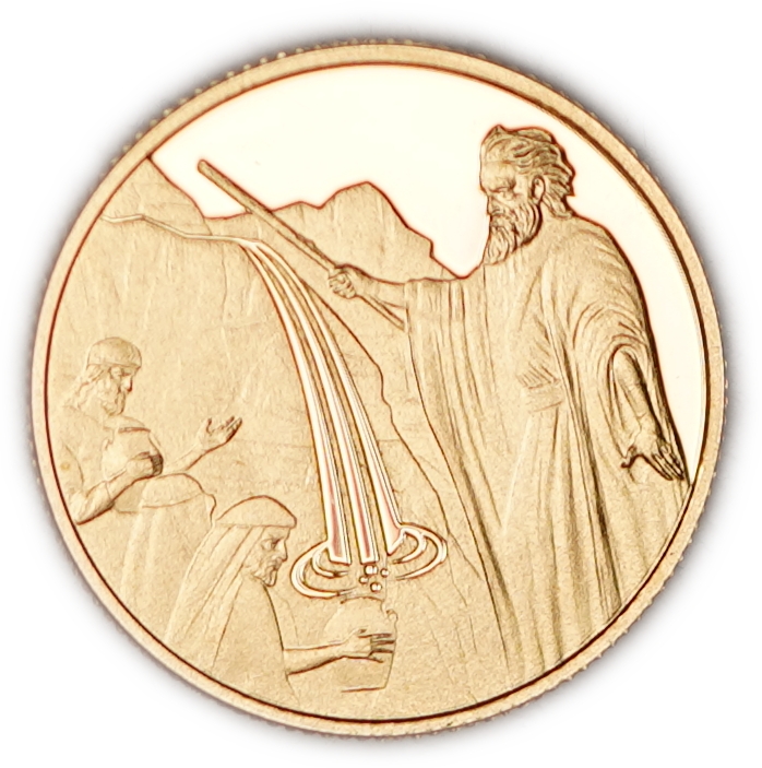 Israel - 1 New Sheqel 2022 - Moses and the Rock - Gold 999, 1.244g (0.04 oz pure gold), 13.92mm - 1 0