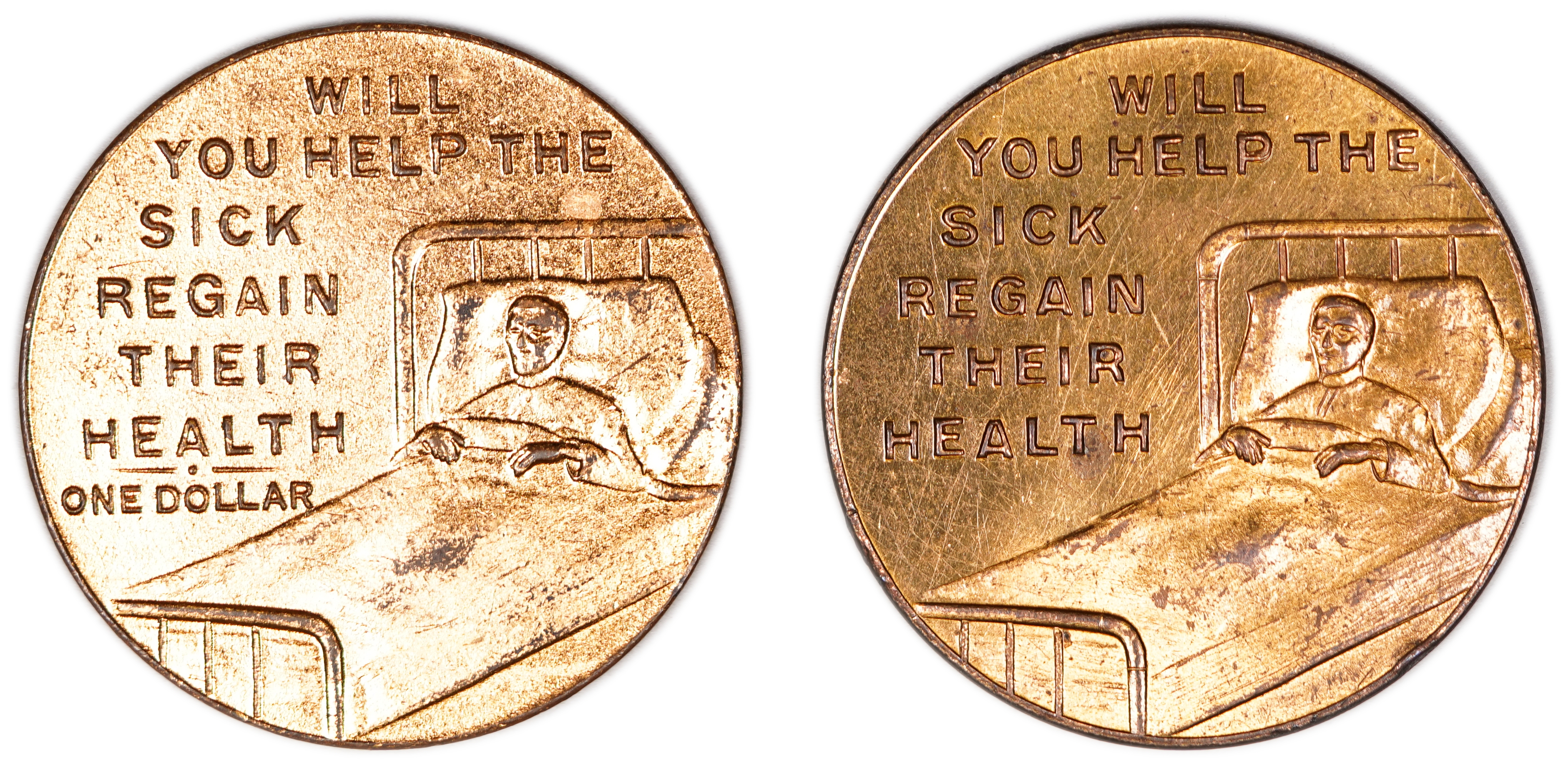 Judaica / Zionism - USA, Pair of Charity Tokens for Jewish Medical Institutions, New York & New Jersey, early 20th ... - 1 0