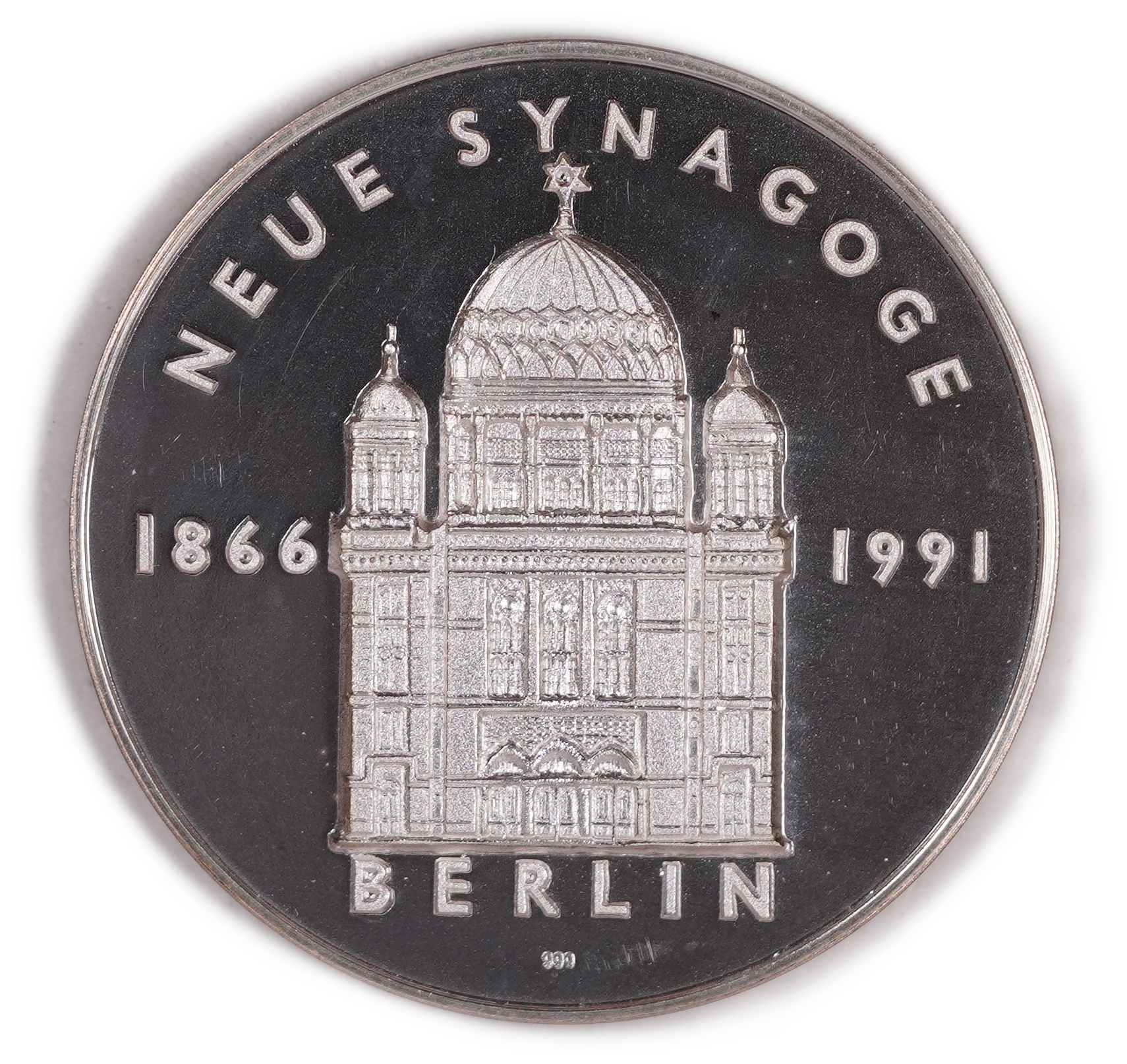 Judaica / Zionism - Germany, Neue Synagoge Berlin Medal - Silver 999, 30.6g Pure Silver, 1866-1991 - 1 3