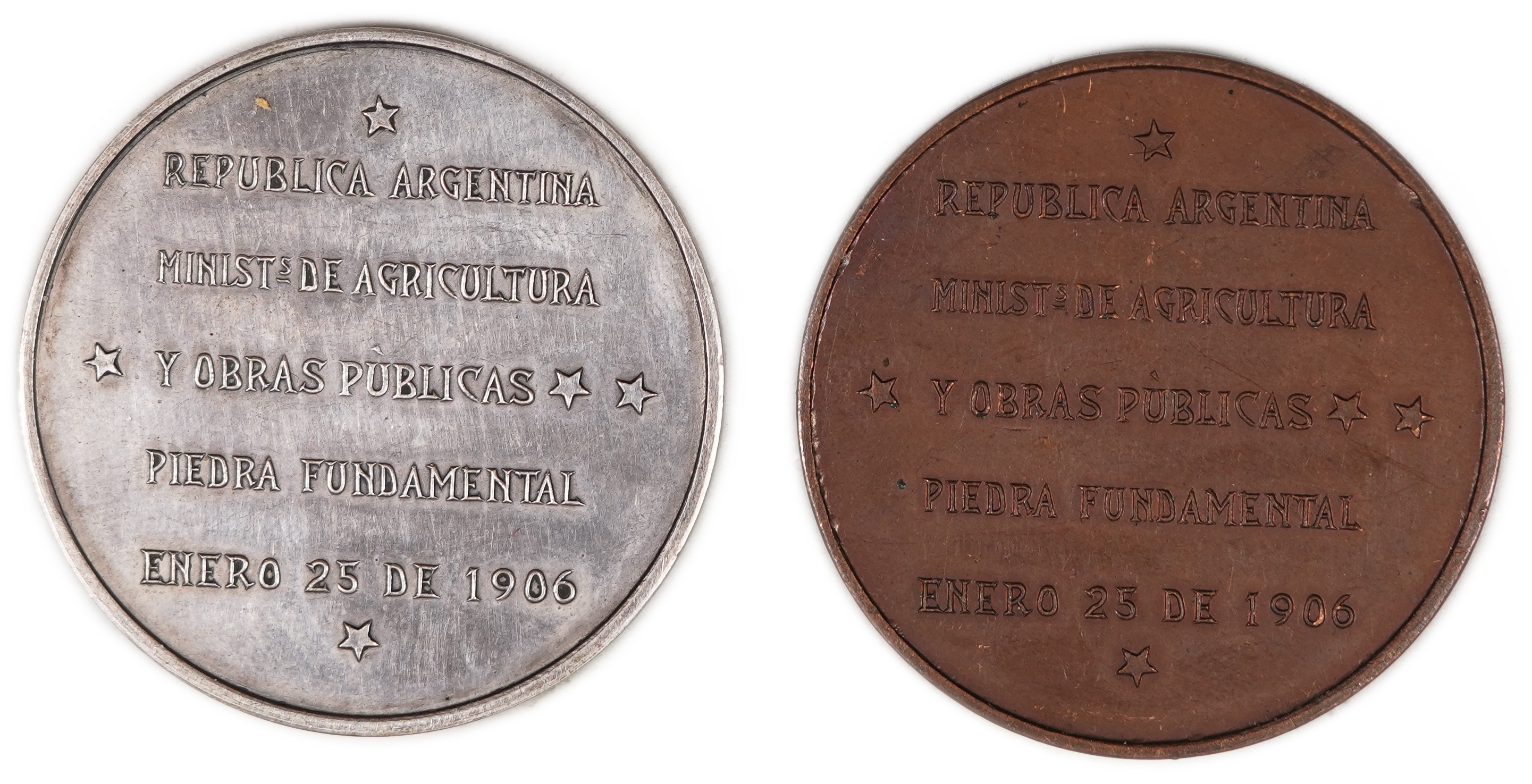 Judaica / Zionism - Argentina - “Hotel de Inmigrantes”, Buenos Aires, Cornerstone-Laying Medals, 1906 - 1 1