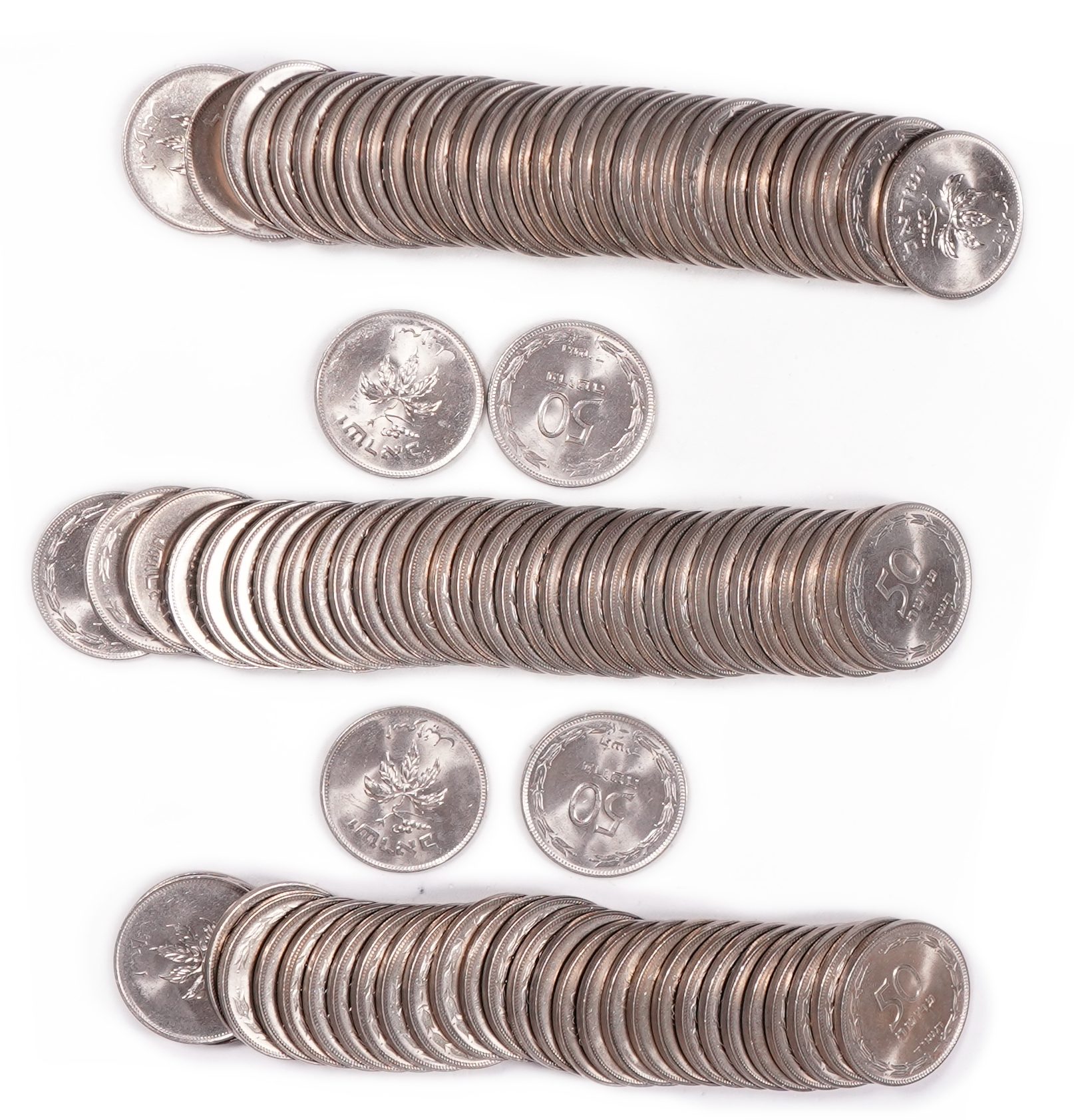 Israel - Approximately 100 Coins - 50 Pruta 1954 - Plain Edge - Copper-Nickel - KM# 13.2 - 1 1