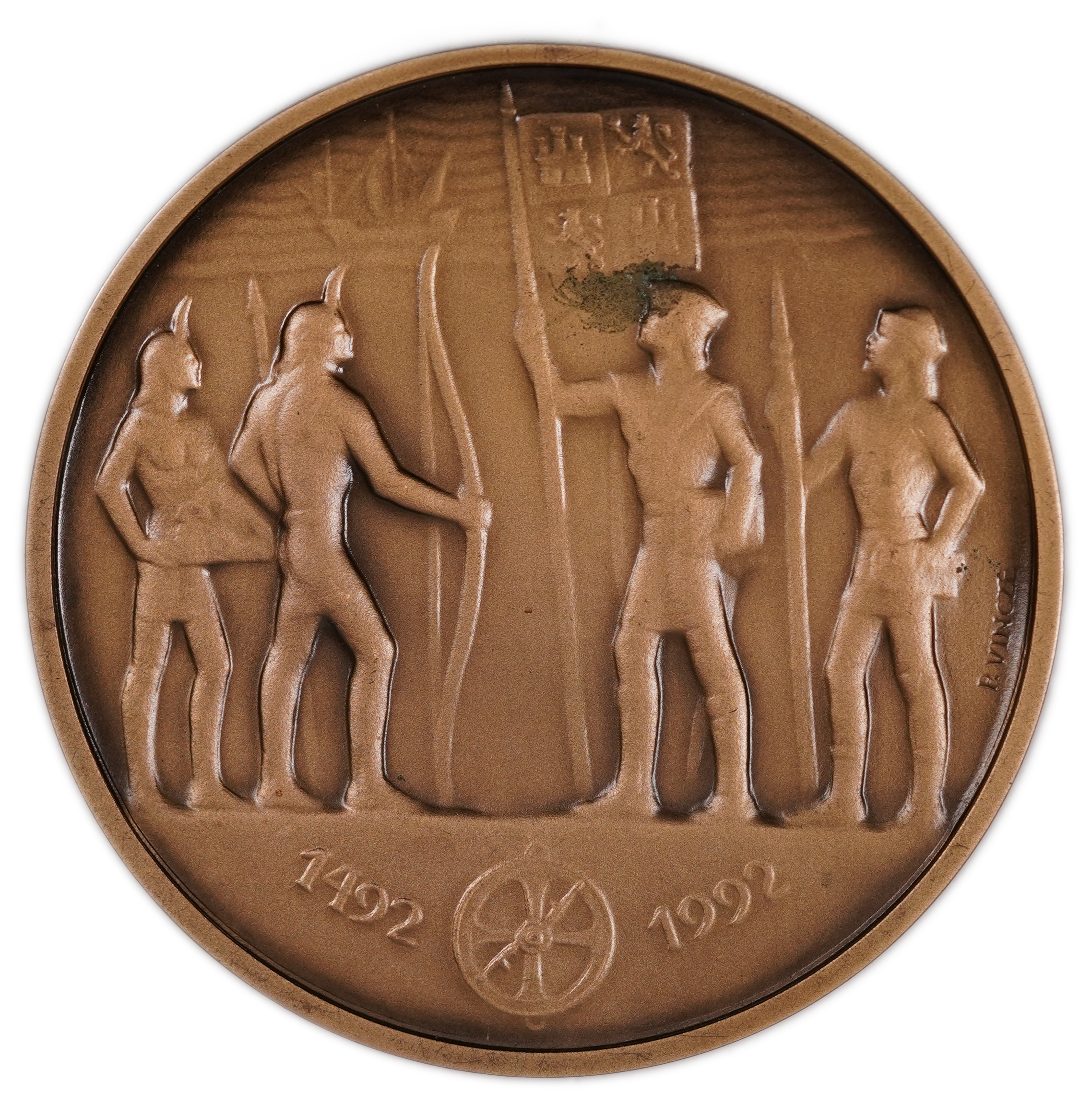 Judaica / Zionism - Spain, 500th Anniversary of the Expulsion from Spain Medal - Christopher Columbus - Bronze ... - 1 1