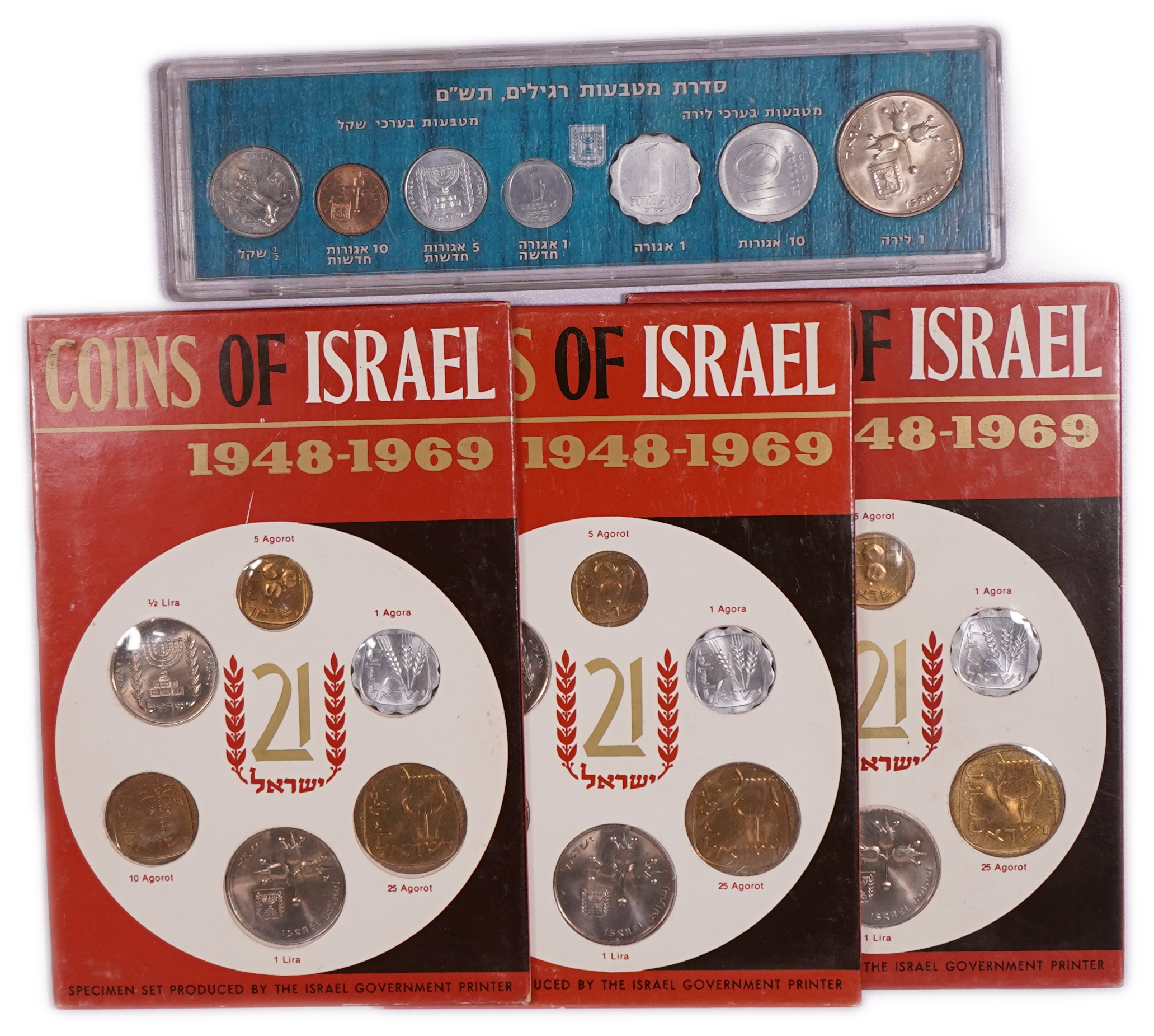Israel - Collection of 4 sets from the Lira period. 3 sets from 1969, another set from 1980 - 1 0