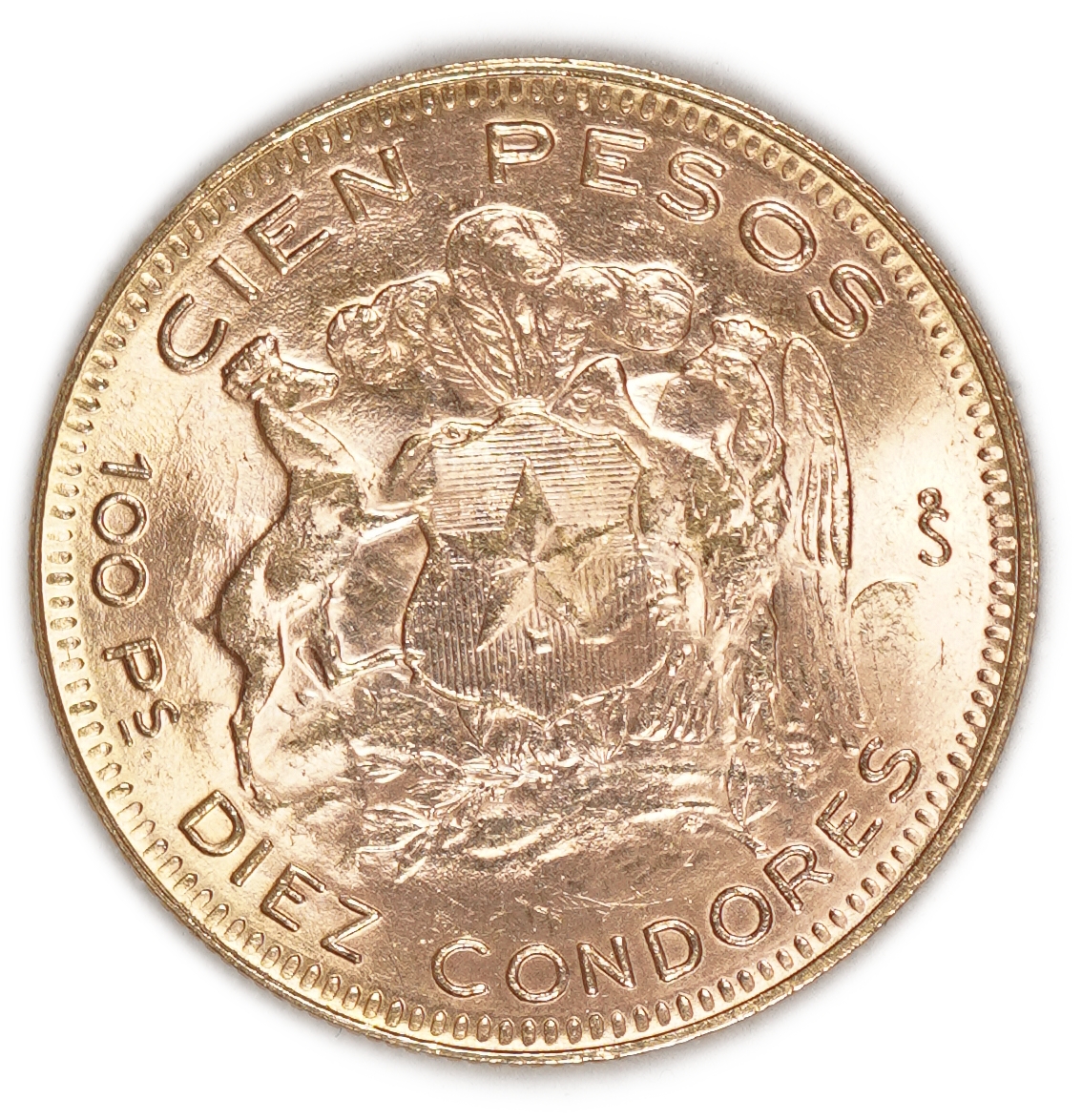 Chile - 100 Pesos 1953 - Gold .900, 20.32g, 31mm - 1 1
