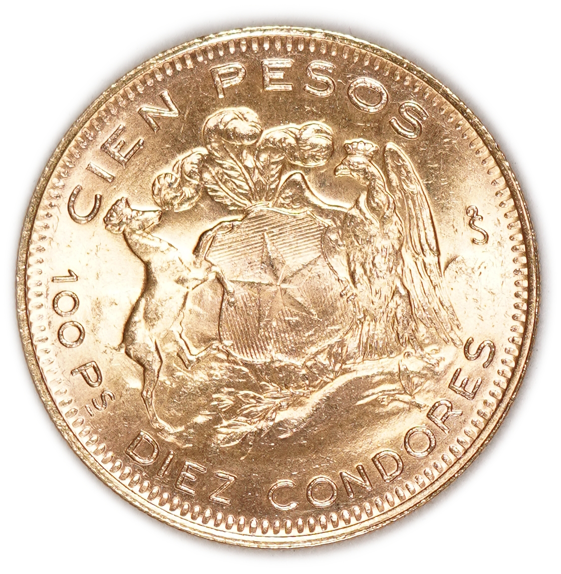 Chile - 100 Pesos 1955 – Gold .900, 20.32g, 31mm - 1 1
