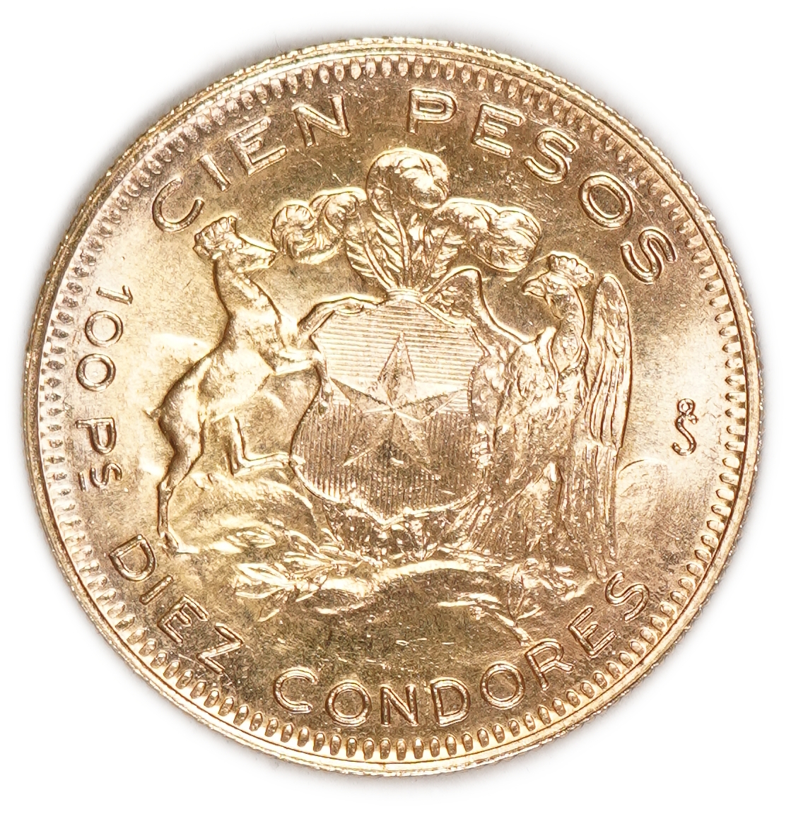 Chile - 100 Pesos 1954 - Gold .900, 20.32g, 31mm - 1 1