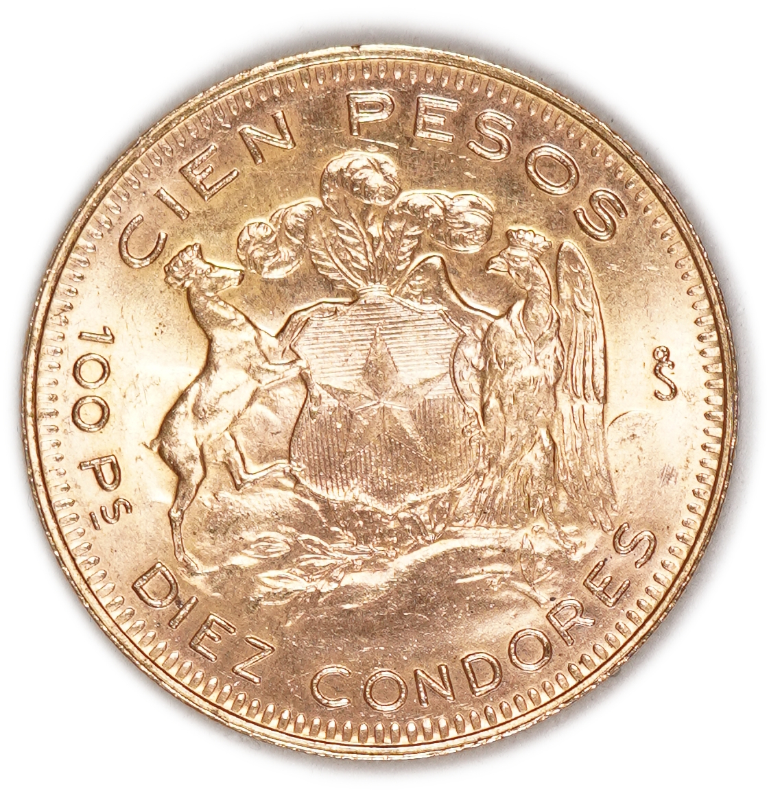 Chile - 100 Pesos 1958 - Gold .900, 20.32g, 31mm - 1 1