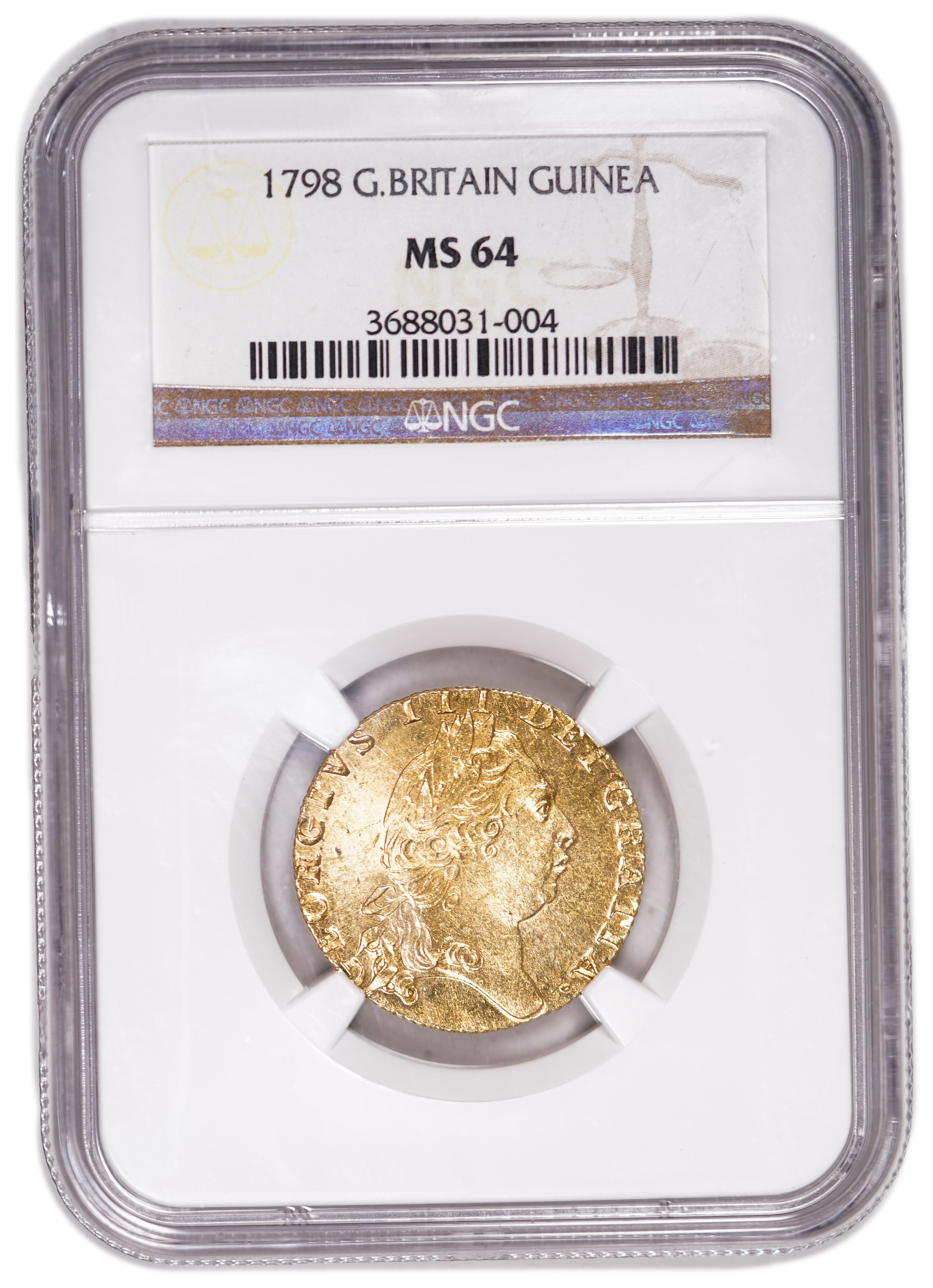 England (Great Britain) - 1 Guinea 1798 - NGC MS 64 - George III - Gold 916, 8.4g, 25mm - 1 2