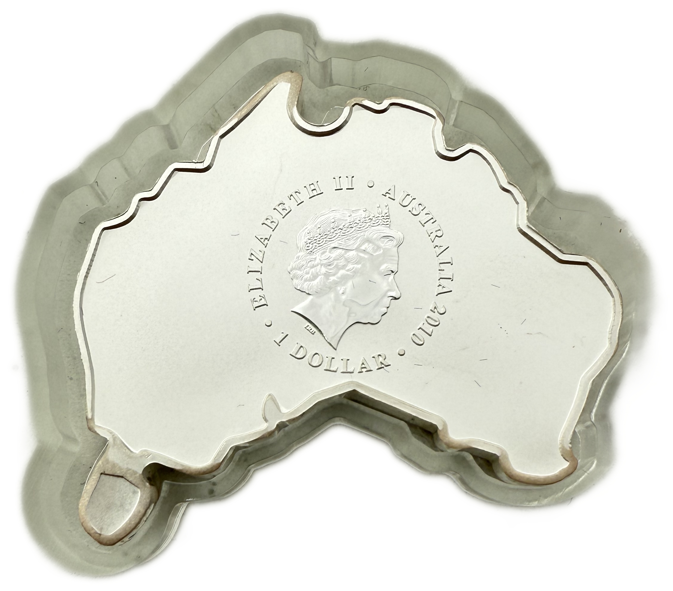 Australia - 1 Dollar 2010 - Elizabeth II 4th Portrait - World Expo - Australia Map Coin - Silver 999, 31.1g, 40.6mm - 1 1