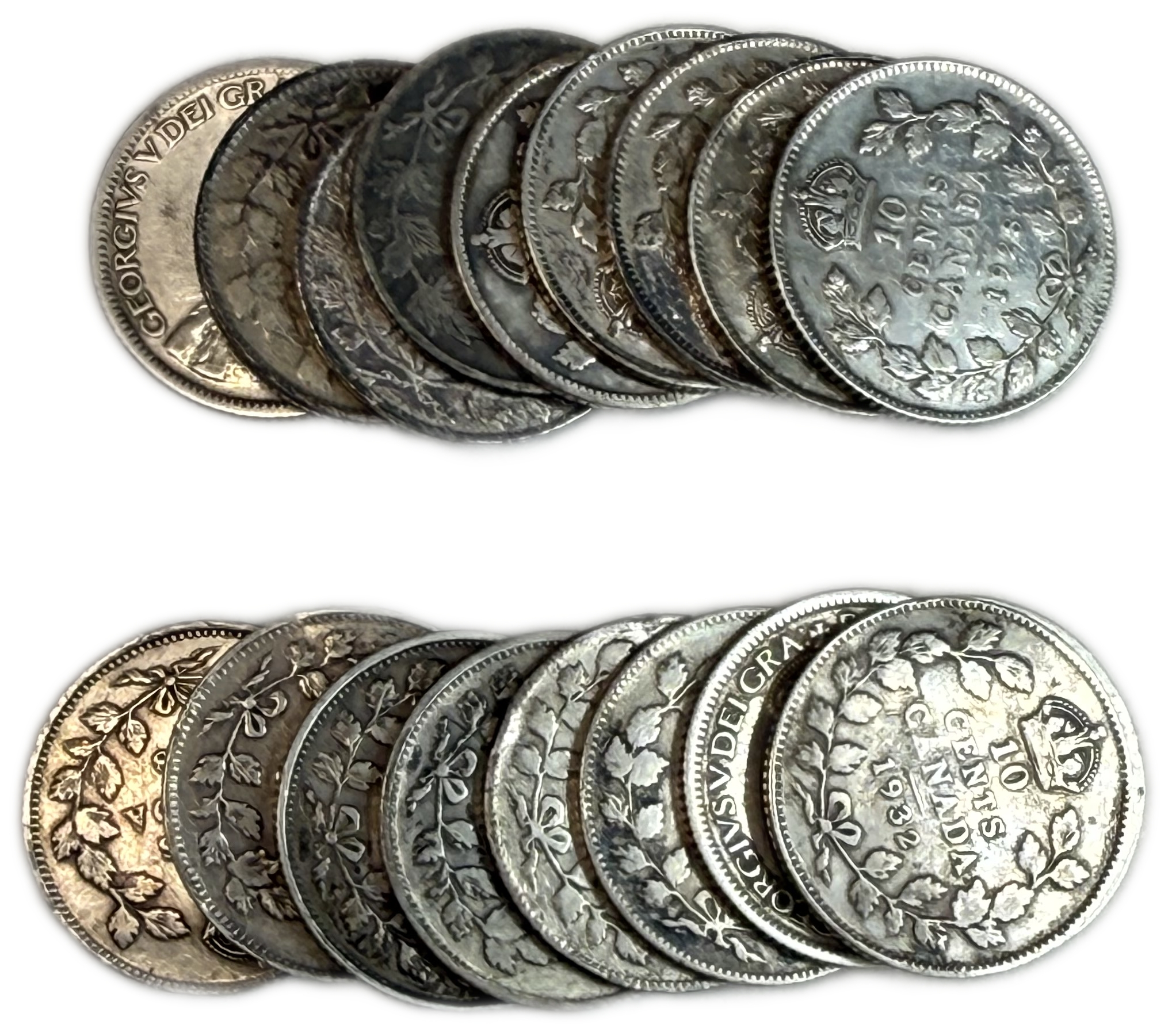 Canada - Lot of 18 Silver coins of 10 Cents, Variety of years - Silver 925, Total 41.76g (NET 38.62g, 1.24 OZ) - 1 1