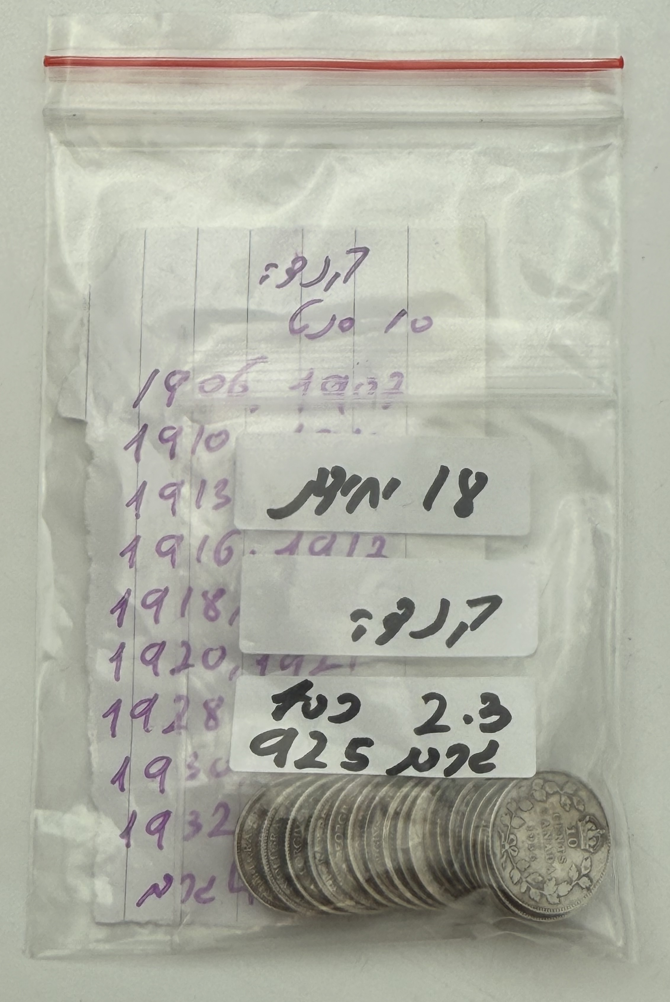 Canada - Lot of 18 Silver coins of 10 Cents, Variety of years - Silver 925, Total 41.76g (NET 38.62g, 1.24 OZ) - 1 2