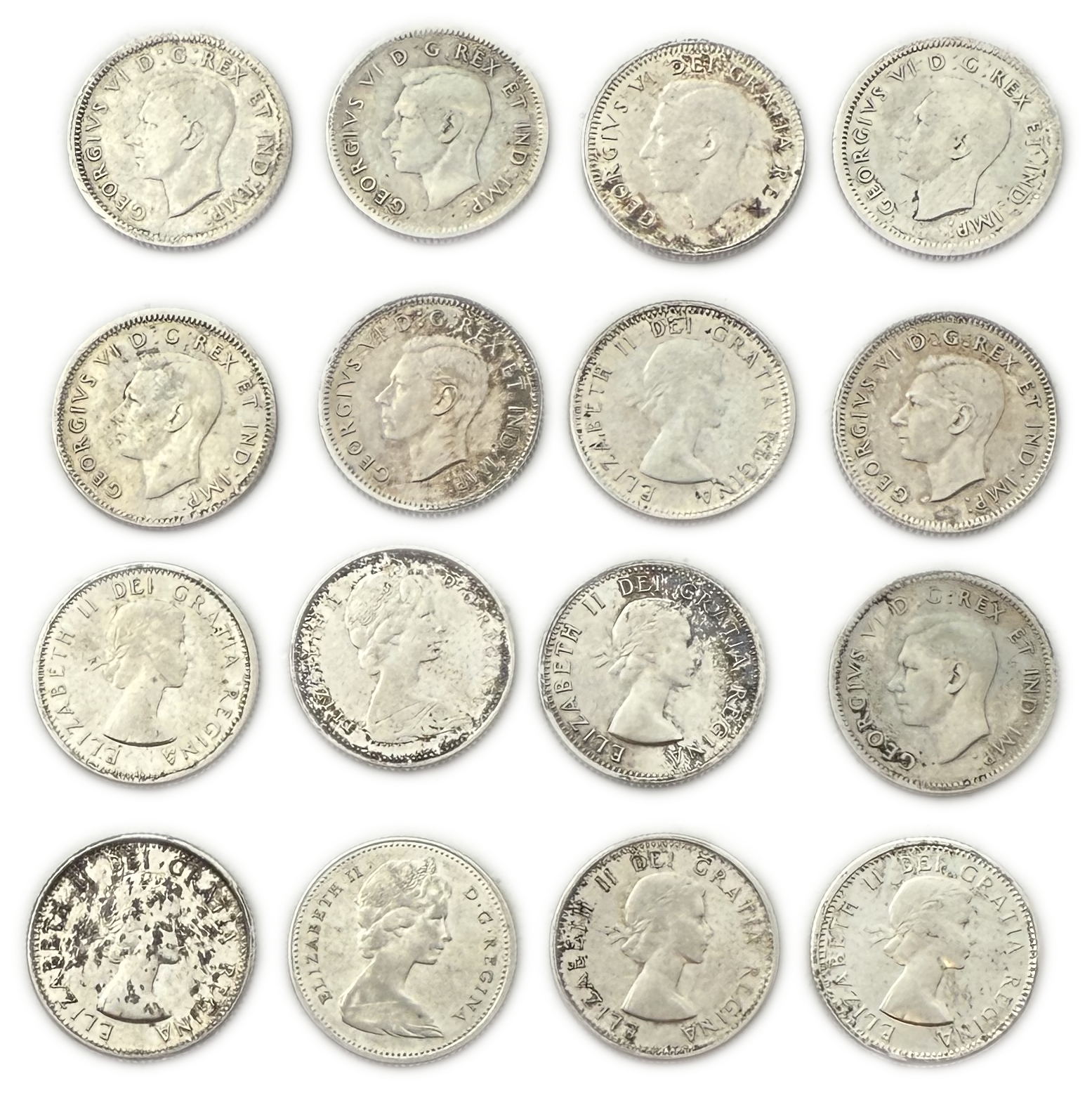 Canada - Lot of 33 Silver coins of 10 Cents, Variety of years - Silver 800, Total 76.89g (NET 61.51g, 1.97 OZ) - 1 2