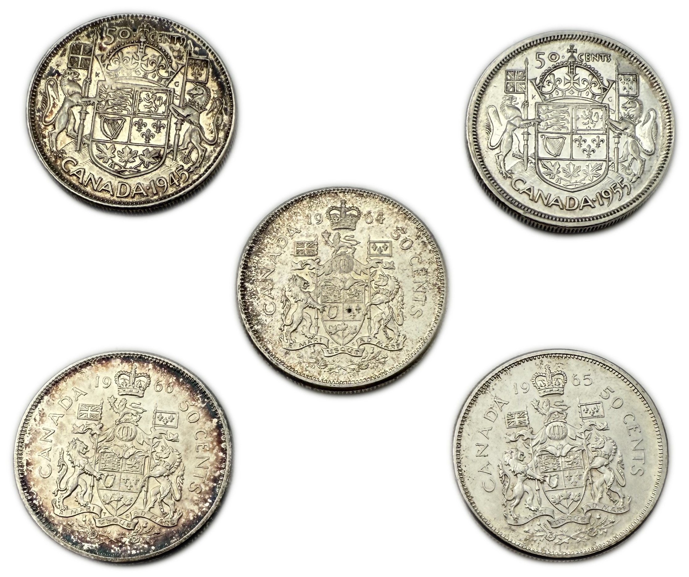 Canada - Lot of 23 Silver coins of 50 Cents, Variety of years - Silver 800, Total 268g (NET 214.4g, 6.89 OZ) - 1 7