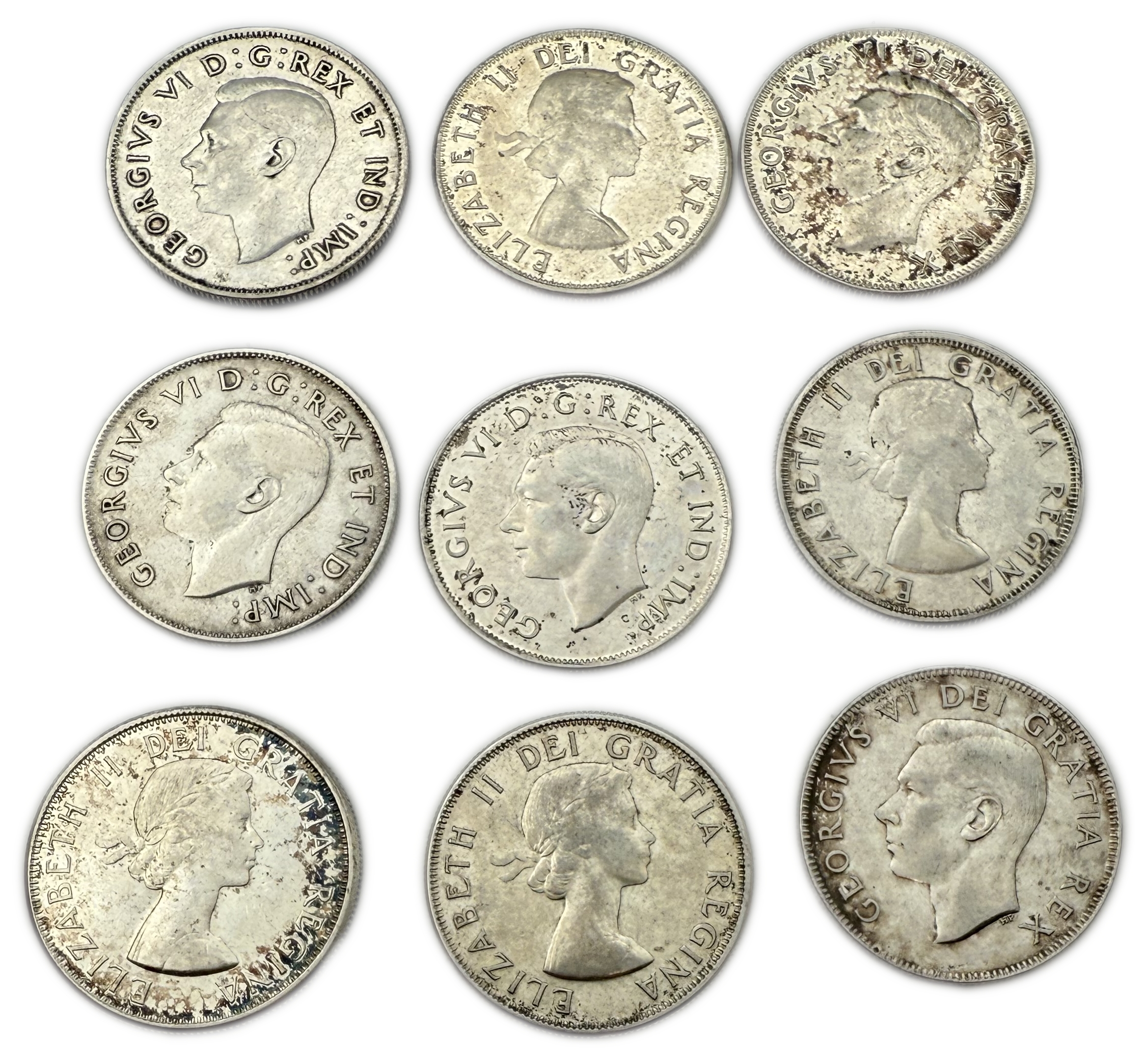 Canada - Lot of 23 Silver coins of 50 Cents, Variety of years - Silver 800, Total 268g (NET 214.4g, 6.89 OZ) - 1 2
