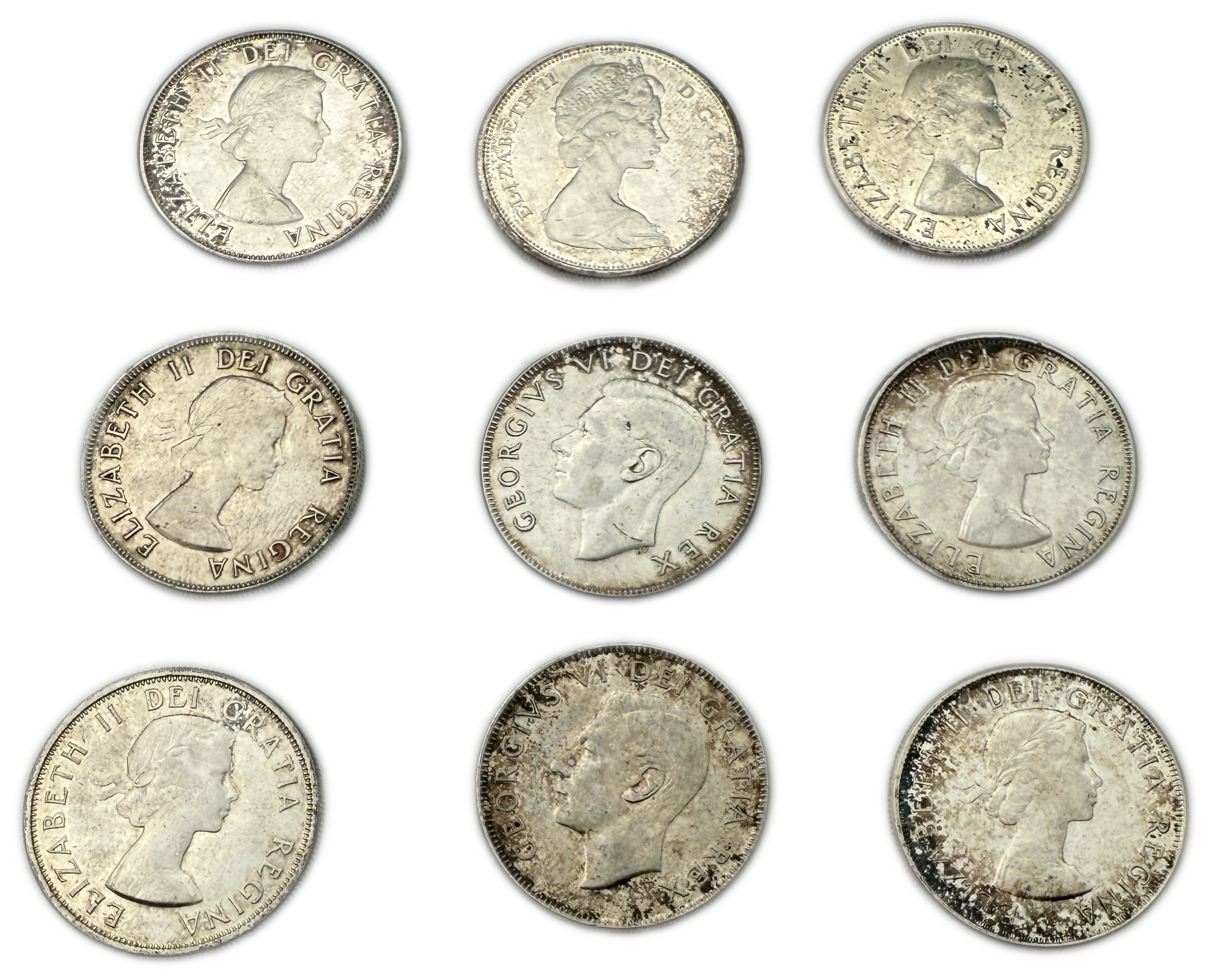 Canada - Lot of 23 Silver coins of 50 Cents, Variety of years - Silver 800, Total 268g (NET 214.4g, 6.89 OZ) - 1 4