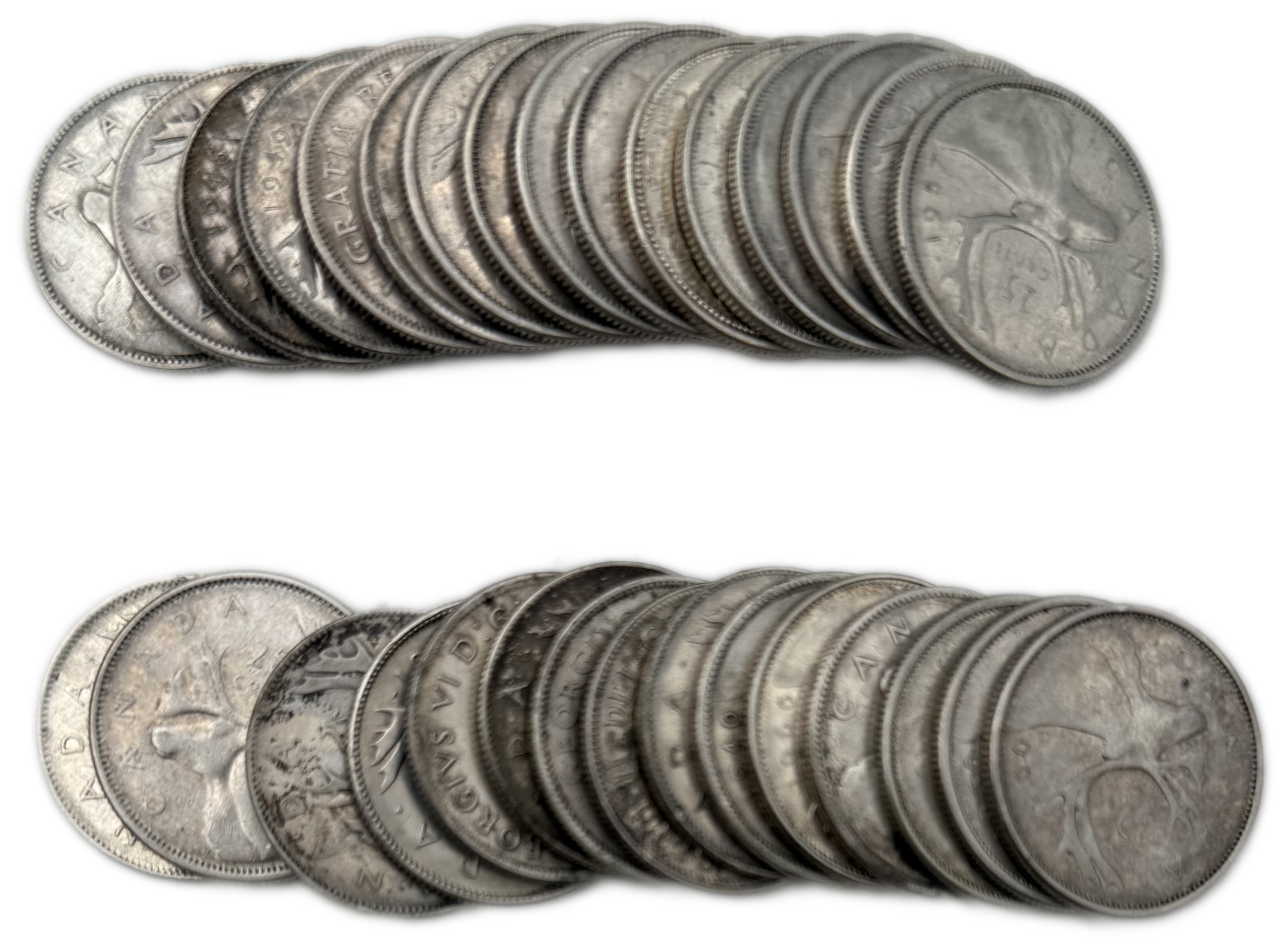 Canada - Lot of 31 Silver coins of 25 Cents, Variety of years - Silver 800, Total 179g (NET 143.2g, 4.6 OZ) - 1 0