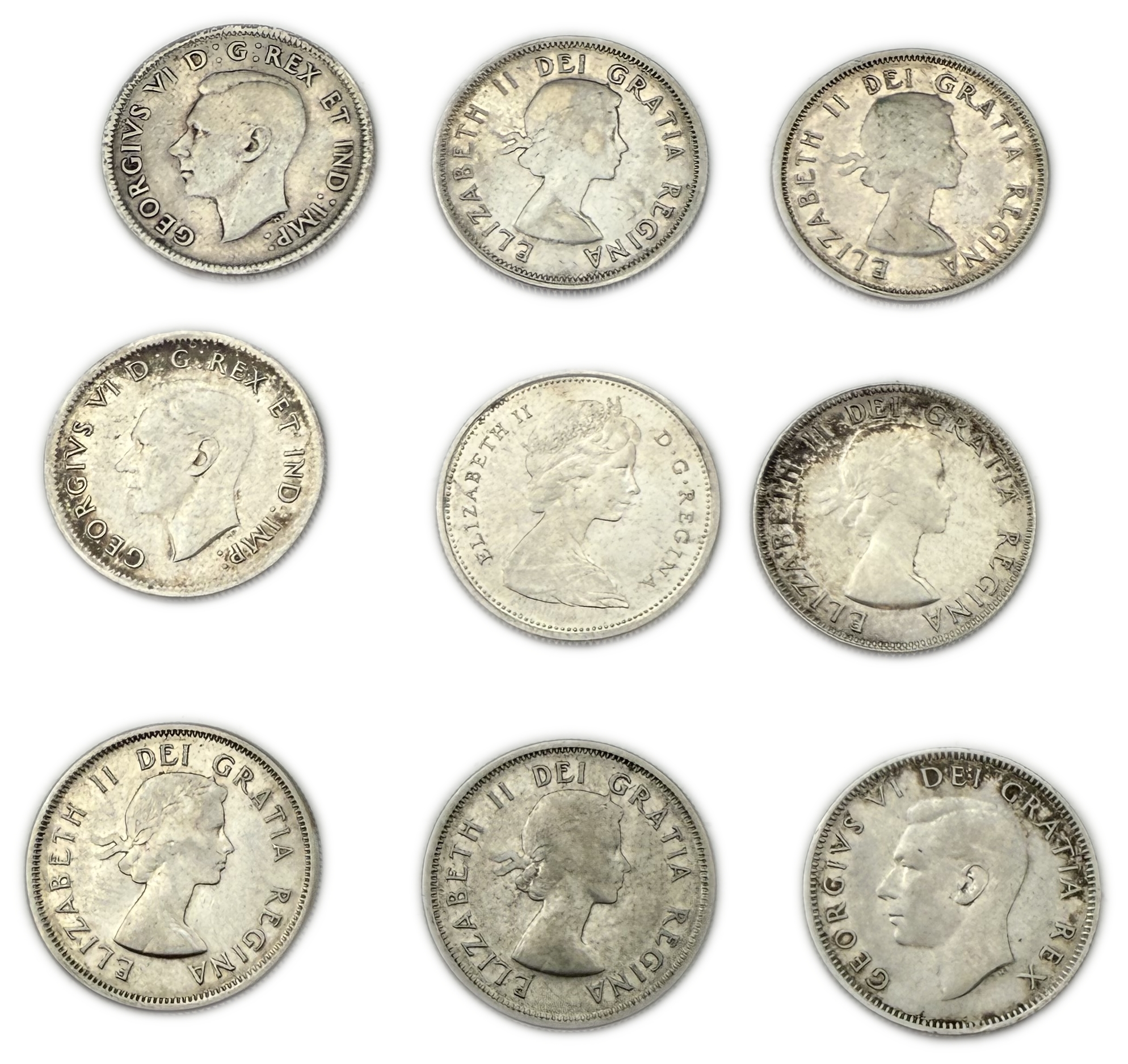 Canada - Lot of 31 Silver coins of 25 Cents, Variety of years - Silver 800, Total 179g (NET 143.2g, 4.6 OZ) - 1 4