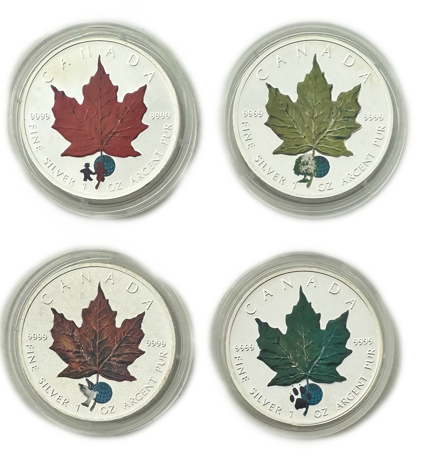 Canada - 5$ Maple Leaf "protect the world" - Four Seasons 2002 - 4x1 oz Silver - 1 0