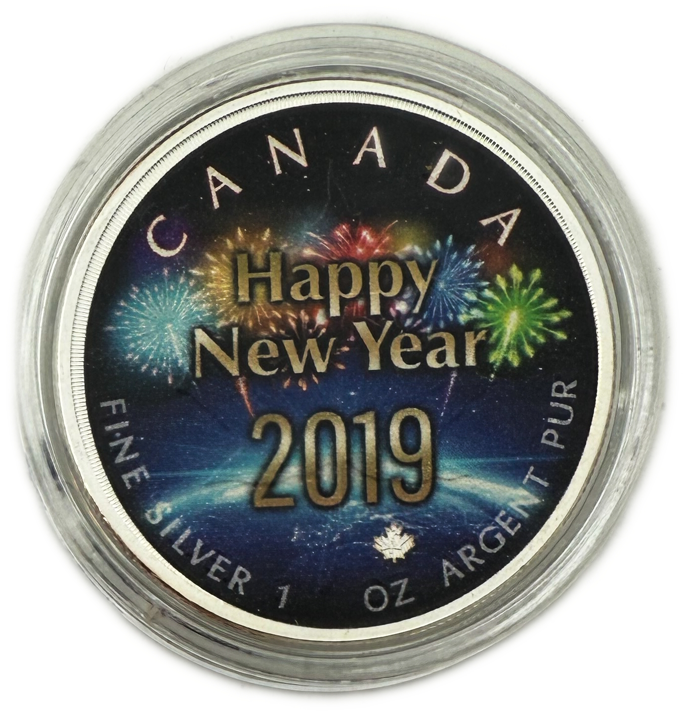 Canada - 5 Dollars 2019 - Maple Leaf - Happy New Year - Silver 999, 31.1g (1 OZ), 38mm - 1 0