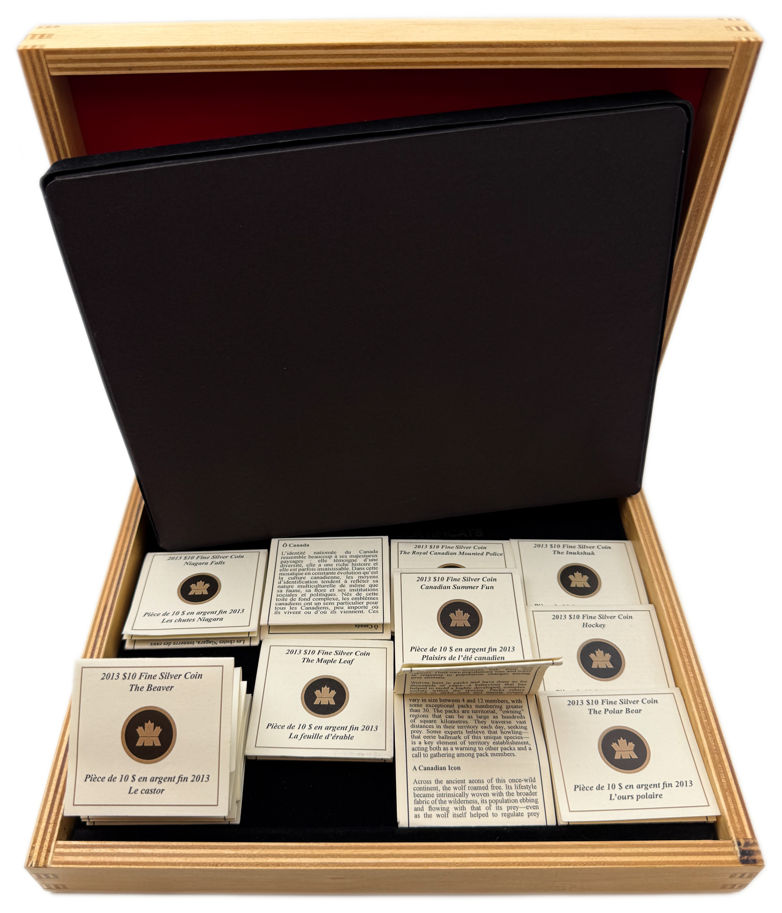 Canada - 12 Coins of 10 Dollars 2013, Pure Silver Set with Display Case - Silver 999, Total 190.44g (6.12 OZ), 34mm - 1 4