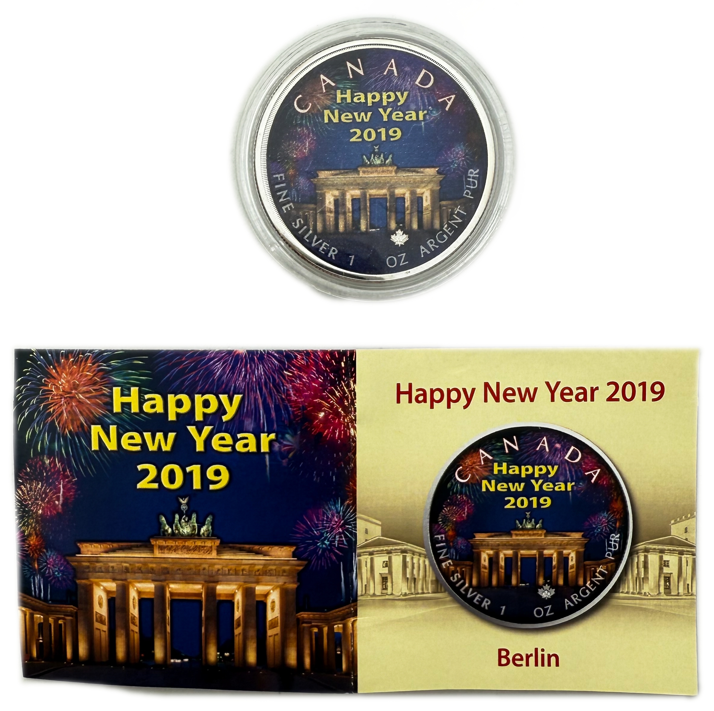 Canada - 5 Dollars 2019 - Maple Leaf - Happy New Year - Silver 999, 31.1g (1 OZ), 38mm - 1 3
