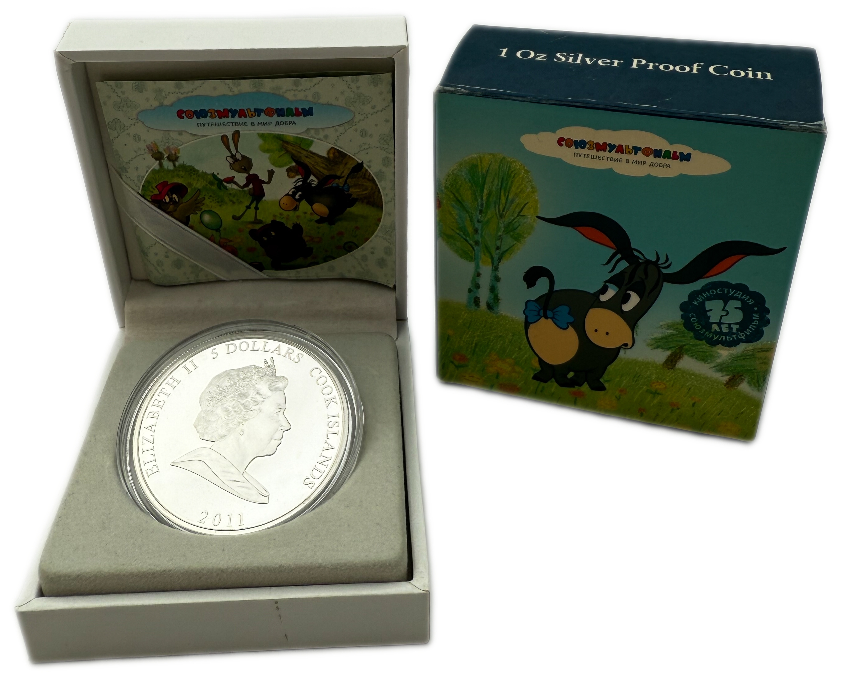 Cook Islands - 5 Dollar 2011 - 'Winnie-the-Pooh Ia-Ia' - Silver 999, 31.1g, 29mm - 1 4