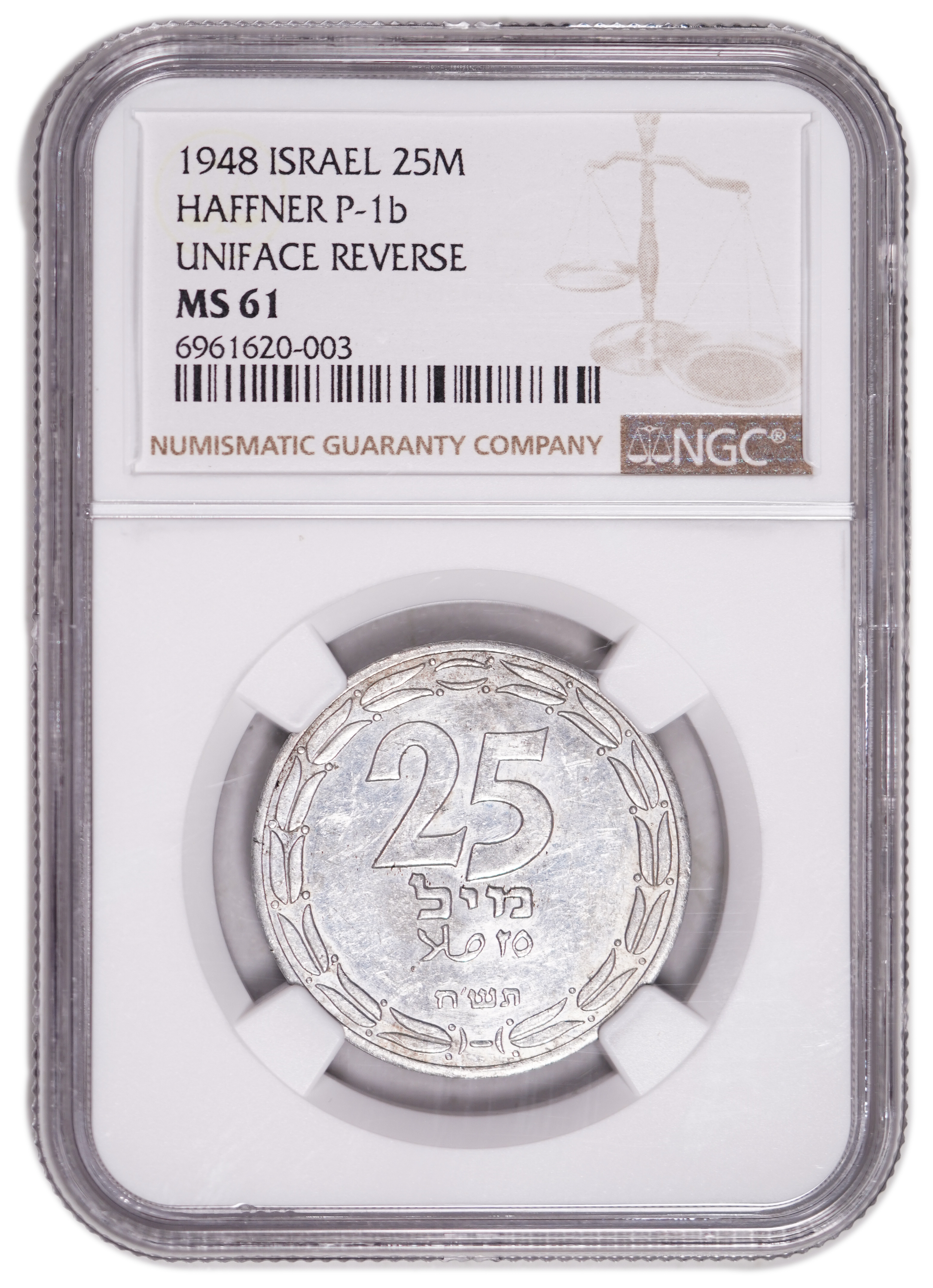 Israel - 25 Mil 1948 - UNIFACE - NGC MS 61 - 1 2