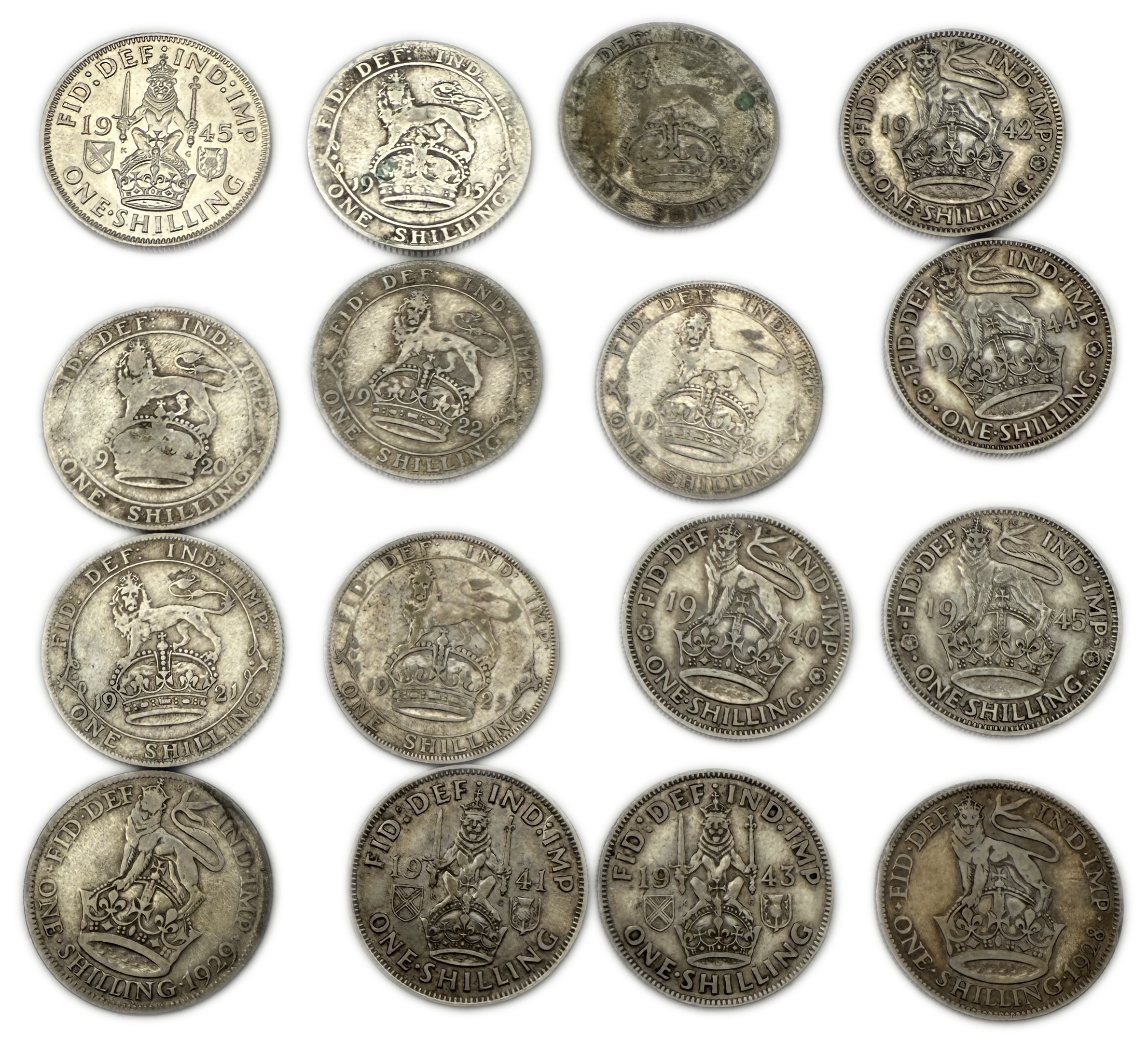 England / Great Britain - Lot of 36 coins of 1 Shilling, different years - Silver 925 and Silver 500, Total 203.76g ... - 1 2