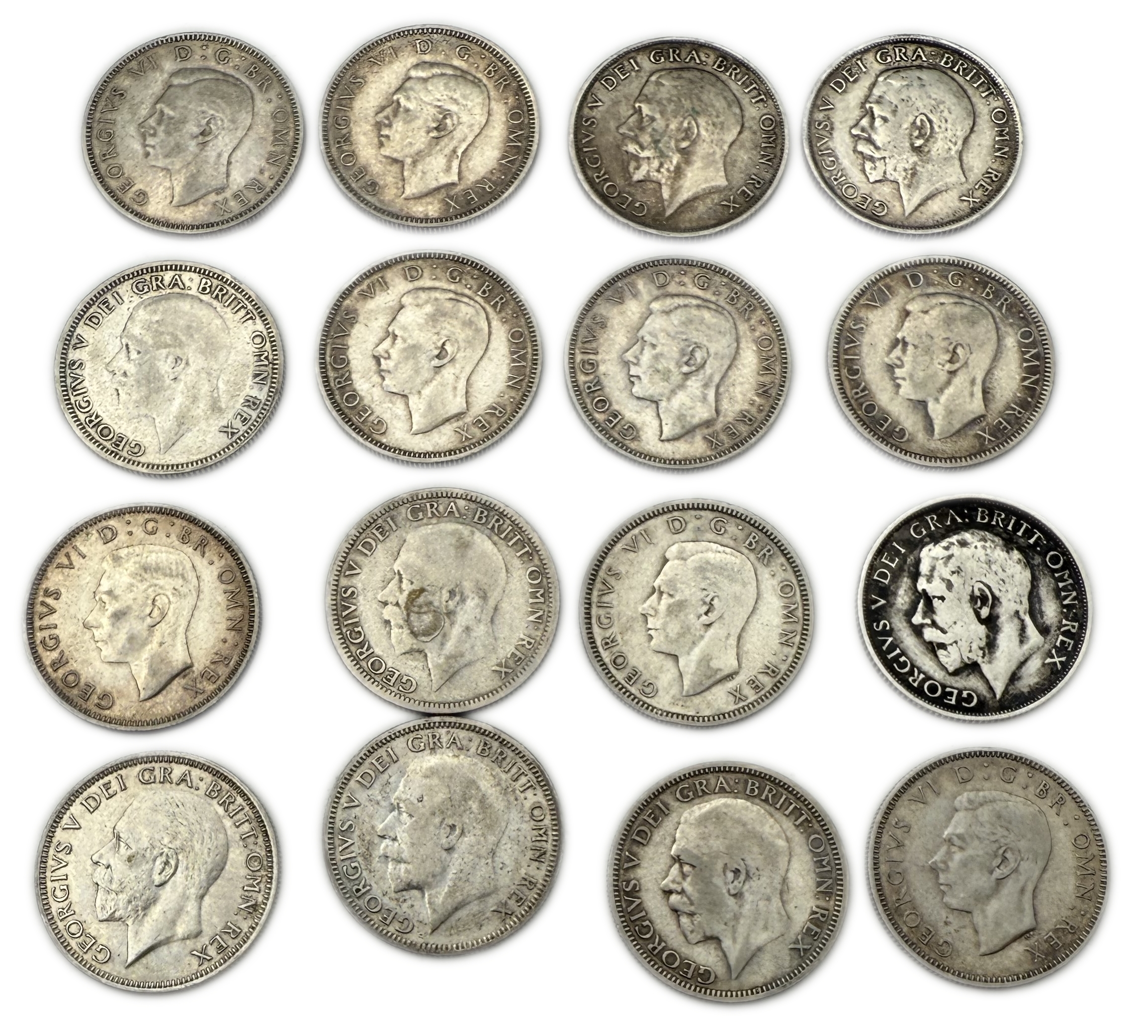 England / Great Britain - Lot of 36 coins of 1 Shilling, different years - Silver 925 and Silver 500, Total 203.76g ... - 1 3