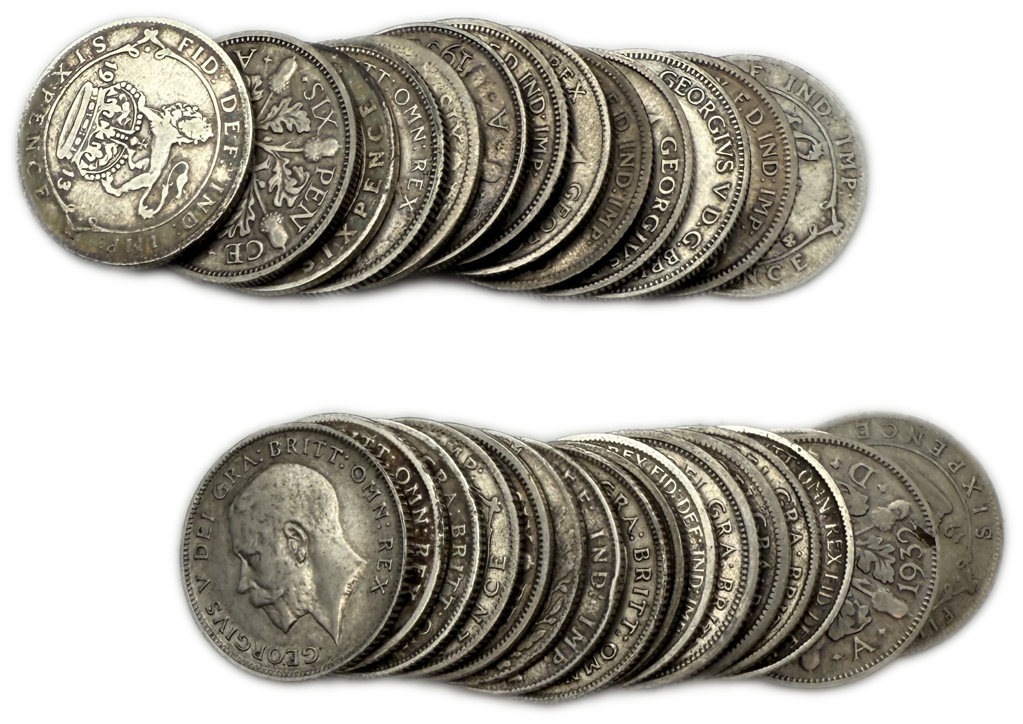 England / Great Britain - Lot of 30 coins of 6 Pence, different years - Silver 500, Total 80g (NET 40g 1.28 OZ) - 1 0