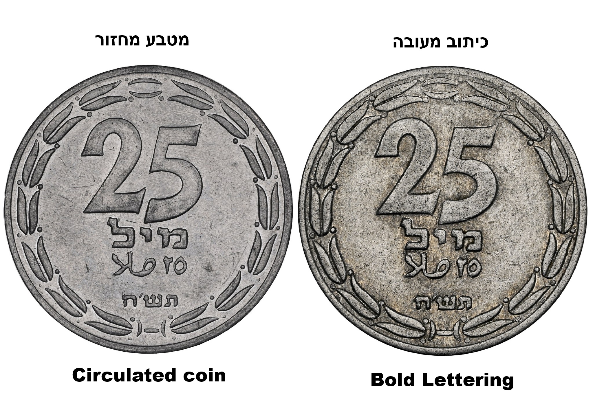 Israel - 25 Mils 1948 - Pattern that was in circulation, Bold Lettering - NGC XF DETAILS - Extreemly Rare - 1 4