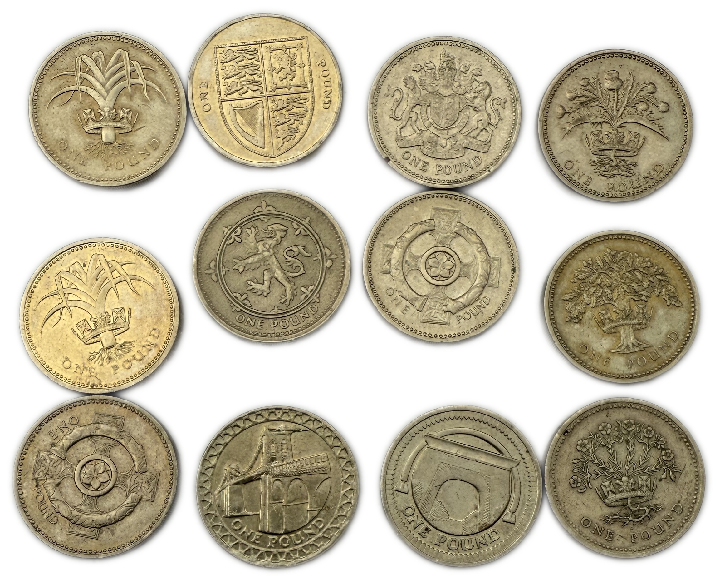 England / Great Britain - Lot of 51 coins, 30 Coins of 2 Pence, different years and 21 coins of 1 Pound - 1 16