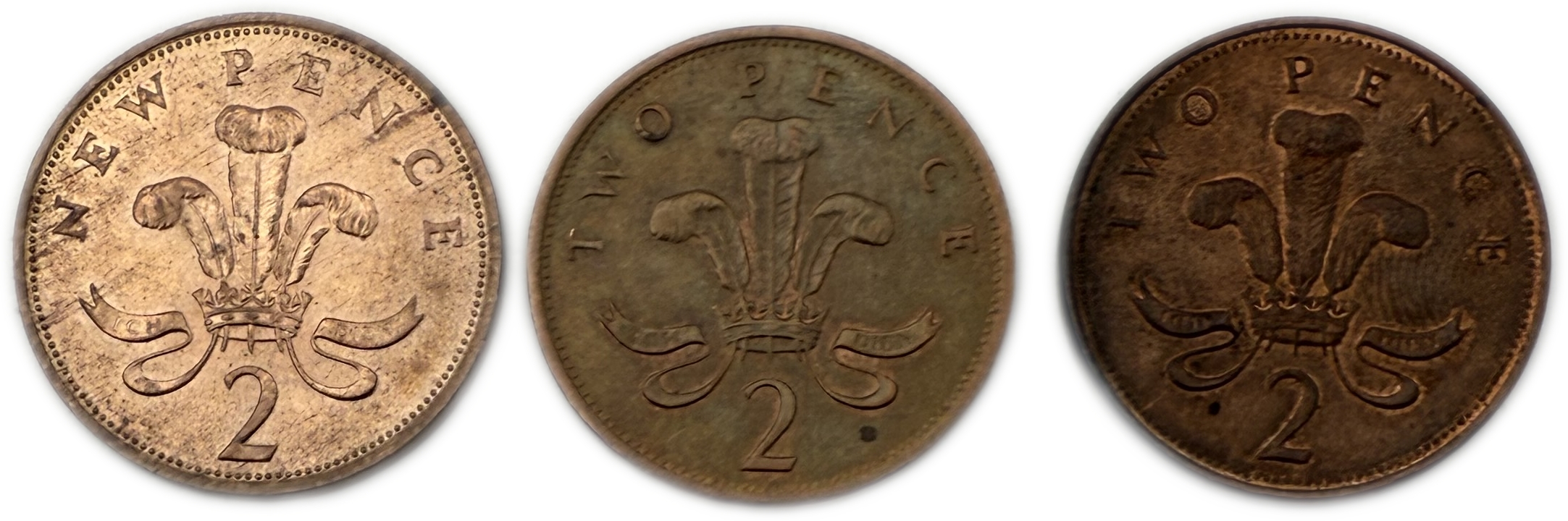 England / Great Britain - Lot of 51 coins, 30 Coins of 2 Pence, different years and 21 coins of 1 Pound - 1 10