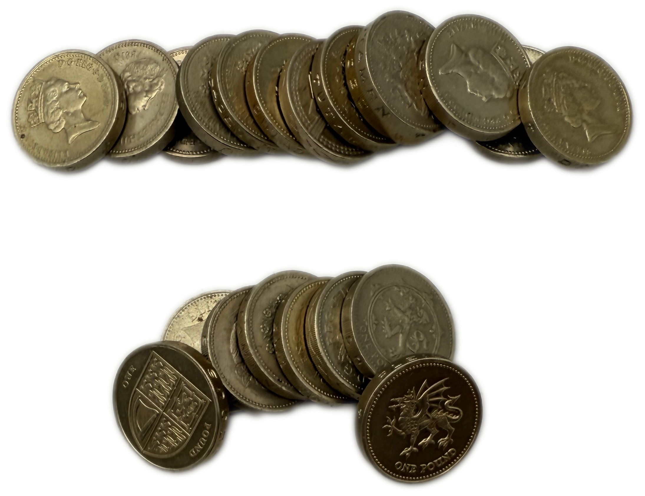 England / Great Britain - Lot of 51 coins, 30 Coins of 2 Pence, different years and 21 coins of 1 Pound - 1 13
