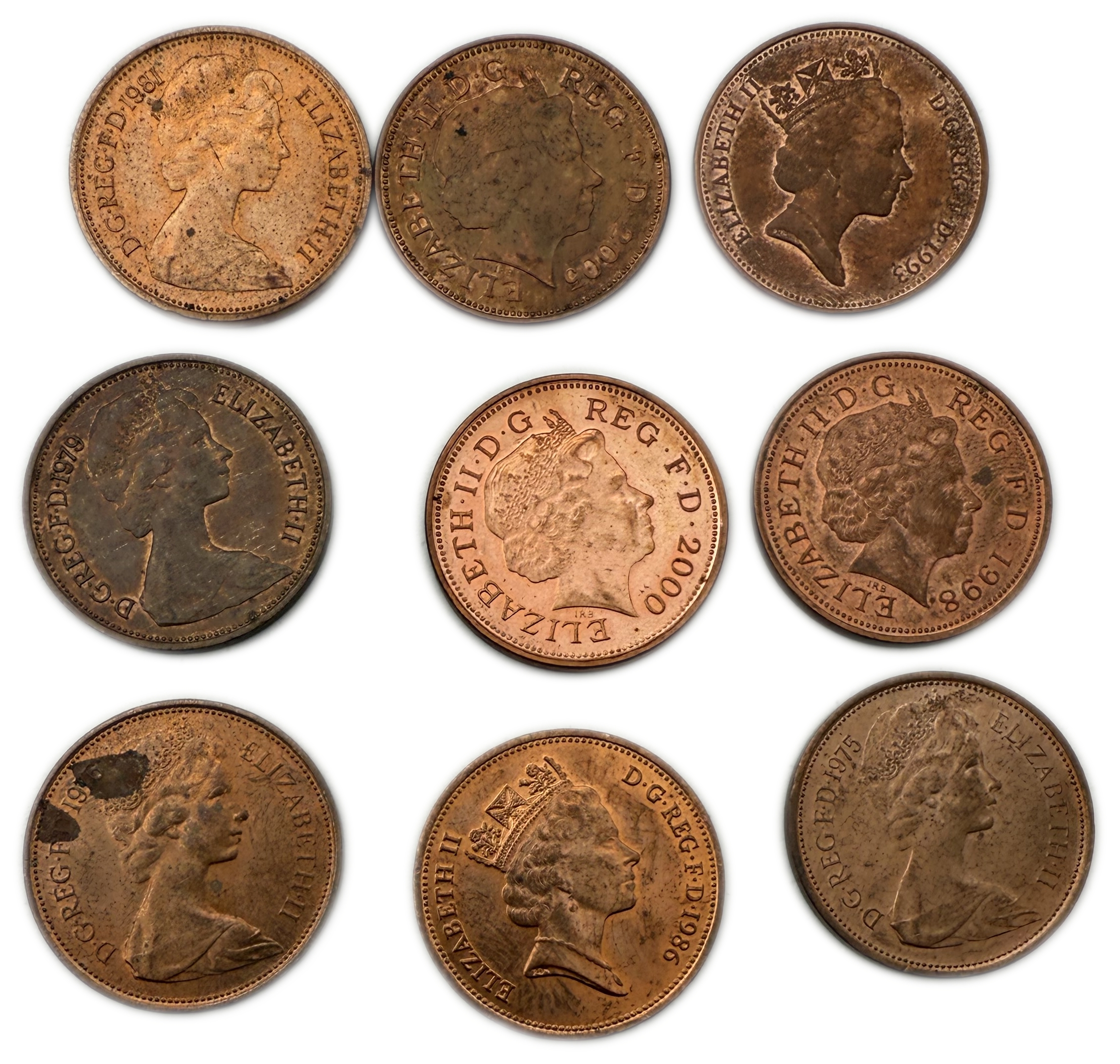 England / Great Britain - Lot of 51 coins, 30 Coins of 2 Pence, different years and 21 coins of 1 Pound - 1 8